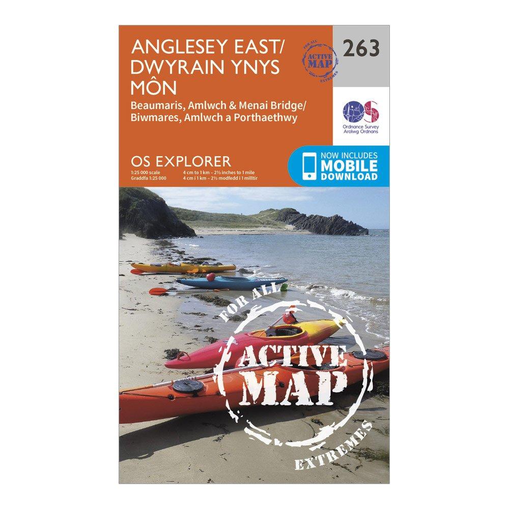 Ordnance Survey Explorer Active 263 Anglesey East Map With Digital Version - Orange/d  Orange/d