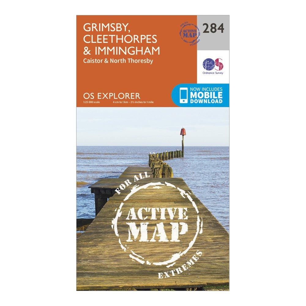 Ordnance Survey Explorer Active 284 Grimsby  CleethorpesandImmingham Map With Digital Version - Orange/d  Orange/d