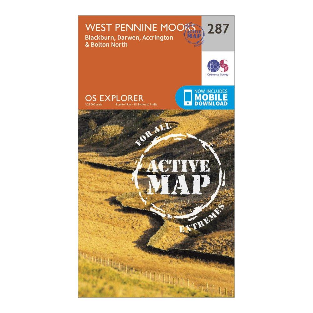 Ordnance Survey Explorer Active 287 West Pennine Moors  Blackburn  DarwenandAccrington Map With Digital Version - Orange/d  Orange/d