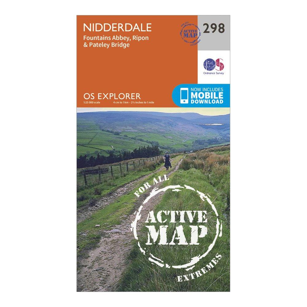 Ordnance Survey Explorer Active 298 Nidderdale Map With Digital Version - Orange/d  Orange/d