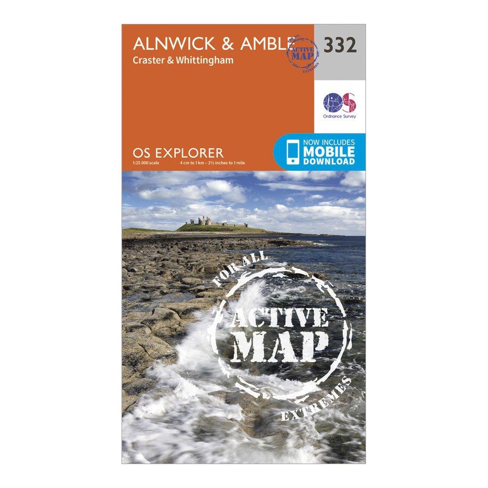 Ordnance Survey Explorer Active 332 AlnwickandAmble Map With Digital Version - Orange/d  Orange/d