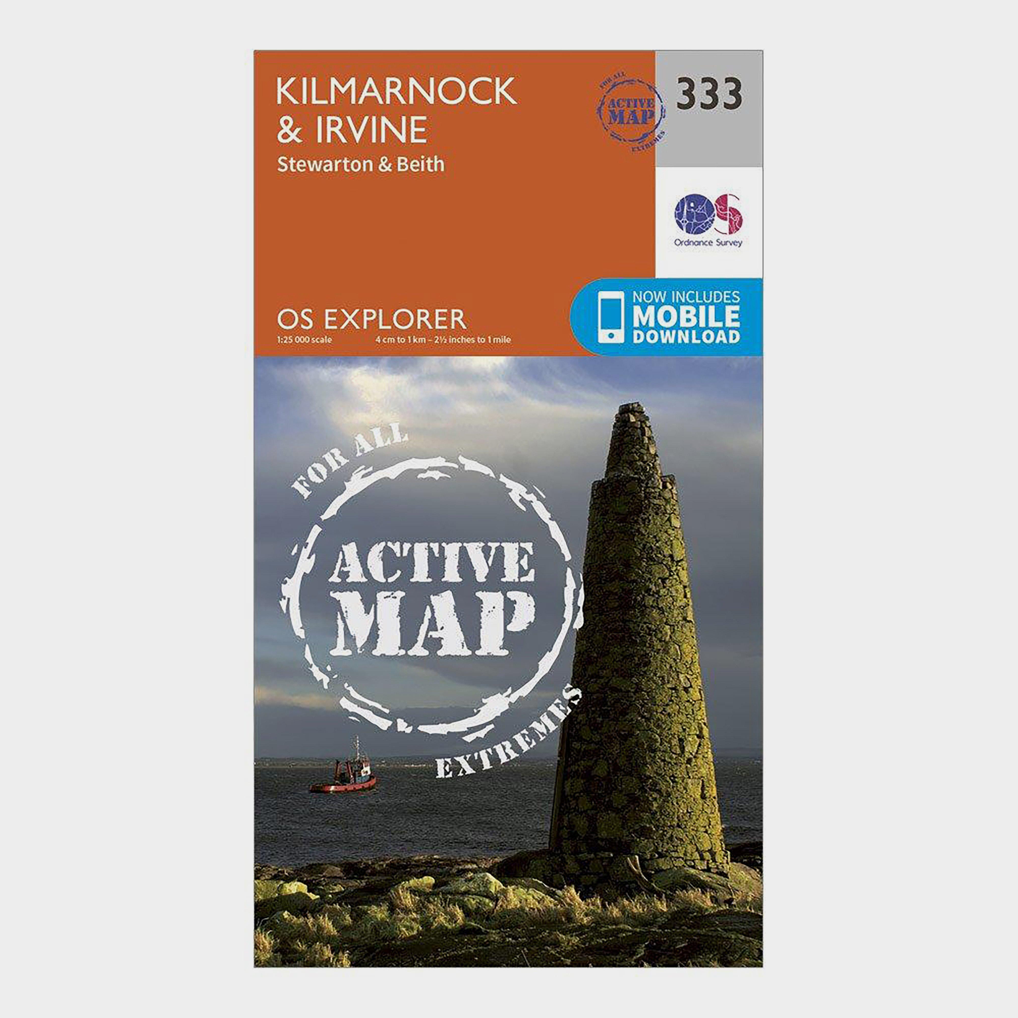 Ordnance Survey Explorer Active 333 KilmarnockandIrvine Map With Digital Version - Orange/d  Orange/d
