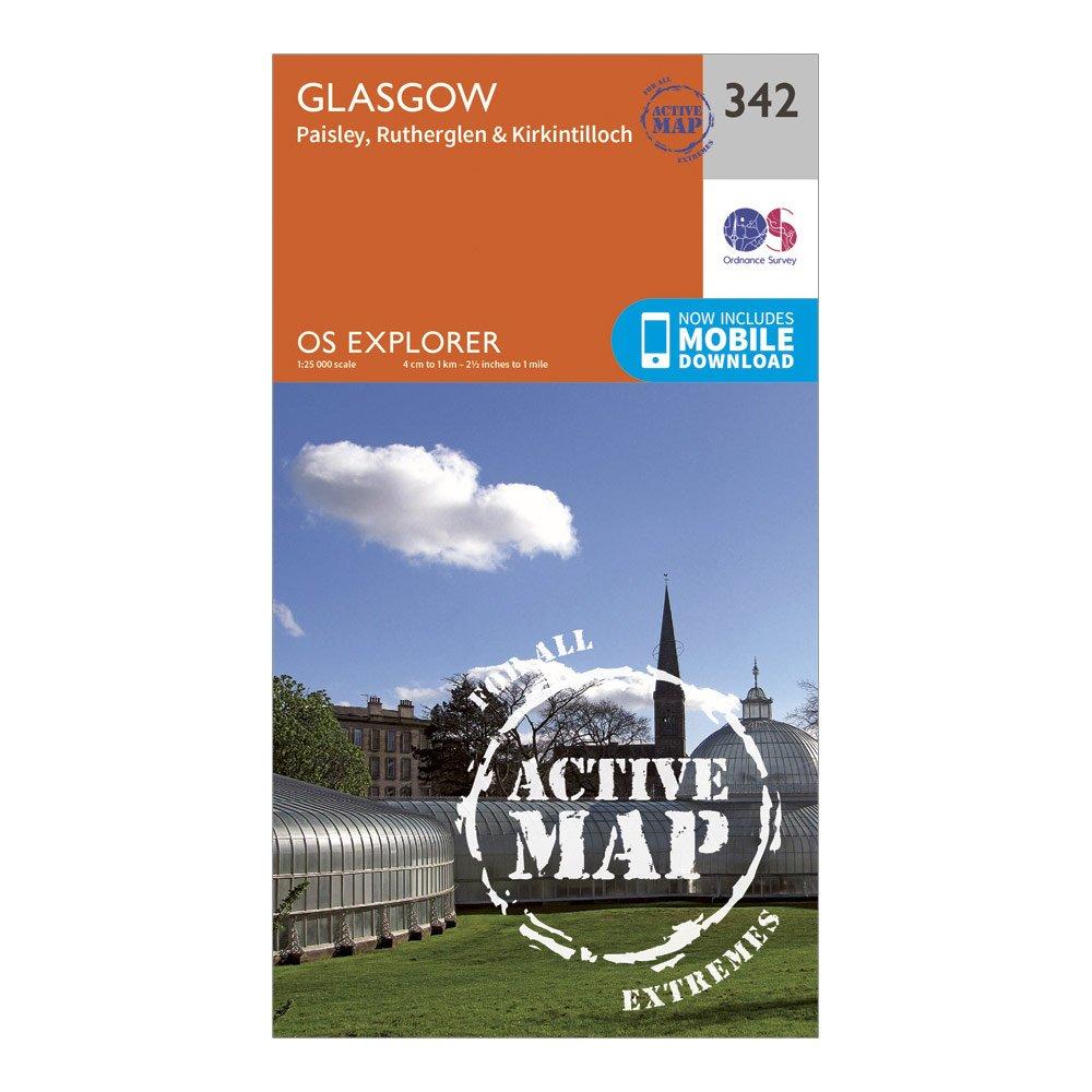 Ordnance Survey Explorer Active 342 Glasgow Map With Digital Version - Orange/d  Orange/d