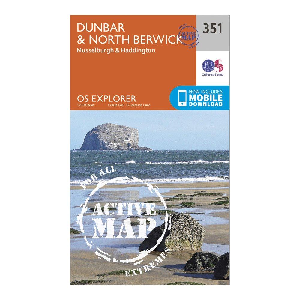 Ordnance Survey Explorer Active 351 DunbarandNorth Berwick Map With Digital Version - Orange/d  Orange/d