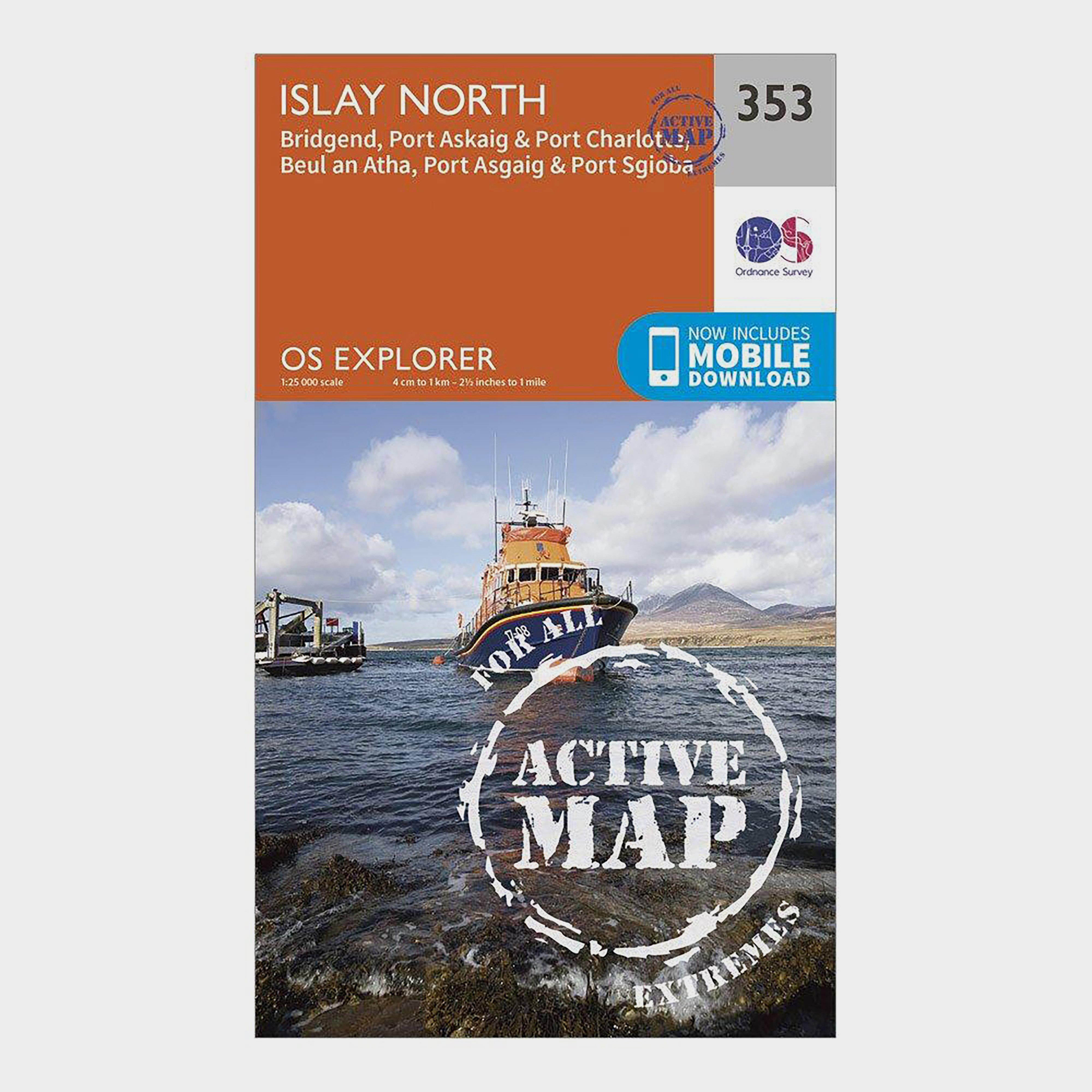 Ordnance Survey Explorer Active 353 Islay North Map With Digital Version - Orange/d  Orange/d