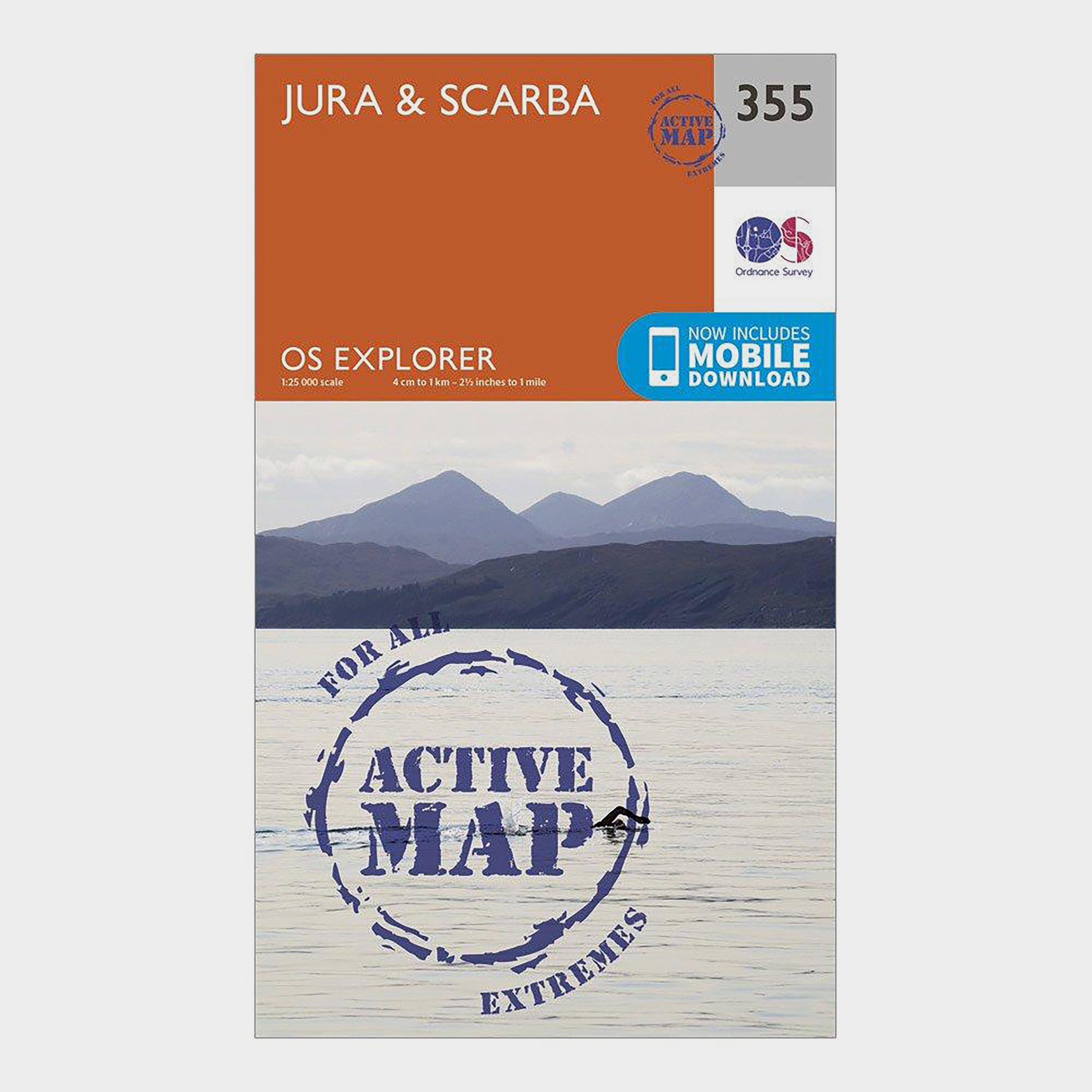 Ordnance Survey Explorer Active 355 JuraandScarba Map With Digital Version - Orange/d  Orange/d
