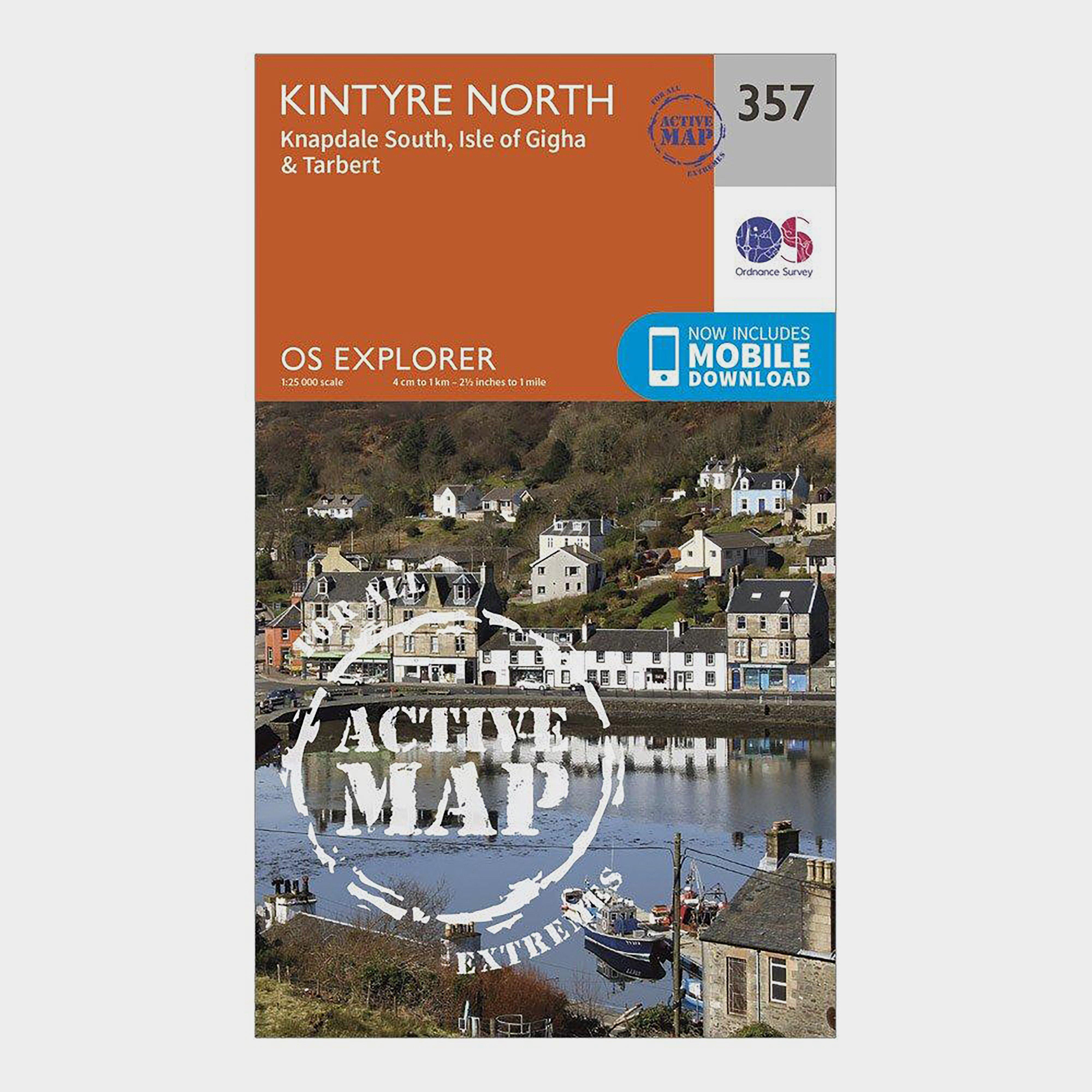 Ordnance Survey Explorer Active 357 Kintyre North Map With Digital Version - Orange/d  Orange/d