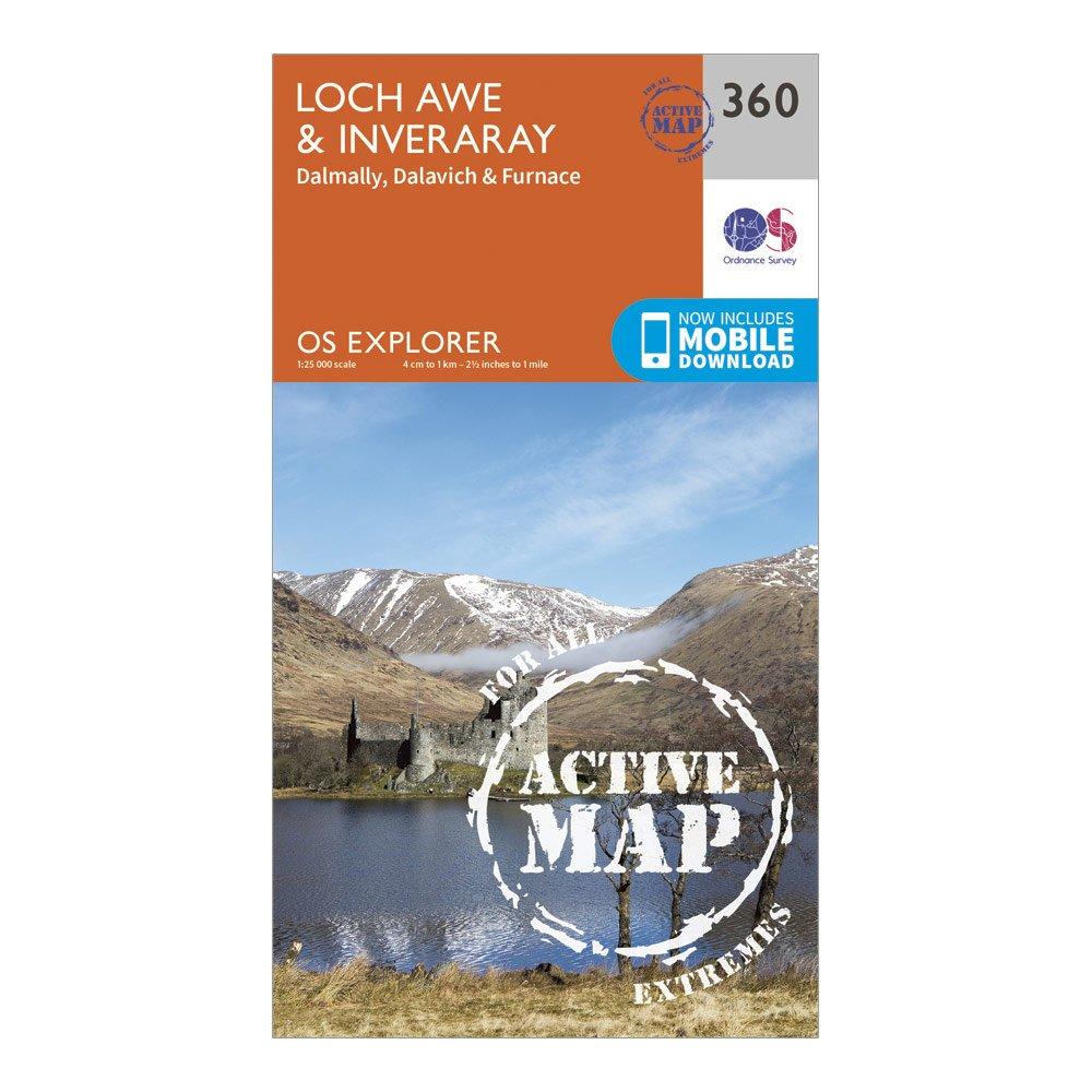 Ordnance Survey Explorer Active 360 Loch AweandInveraray Map With Digital Version - Orange/d  Orange/d