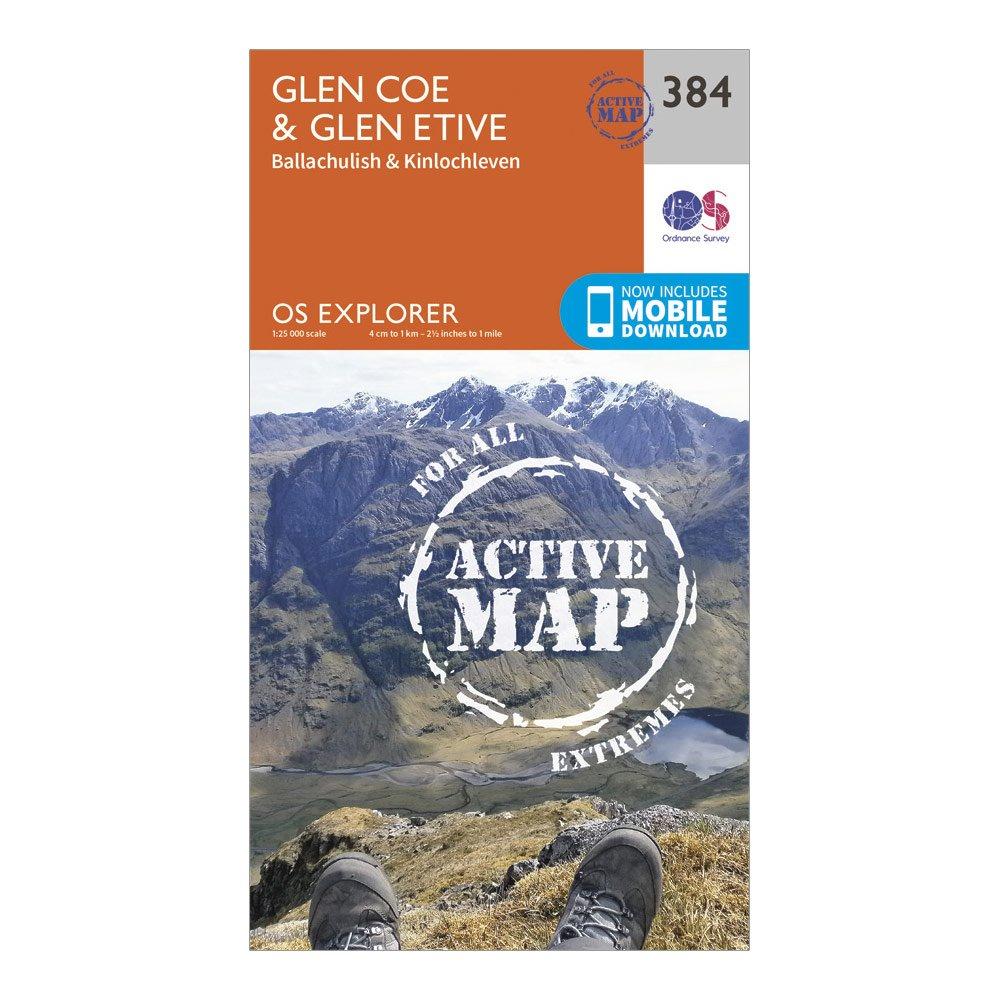 Ordnance Survey Explorer Active 384 Glen CoeandGlen Etive Map With Digital Version - D/d  D/d