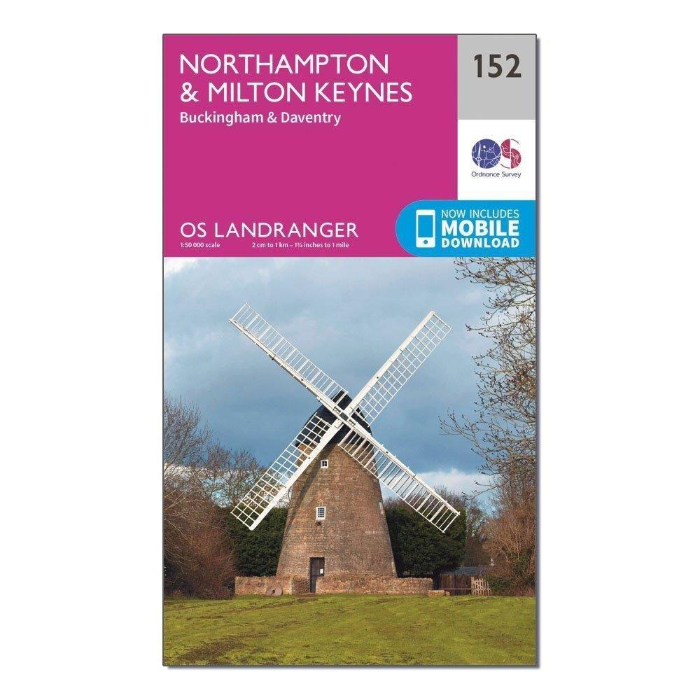 Ordnance Survey Landranger 152 NorthamptonandMilton Keynes Map - Pink/pink  Pink/pink