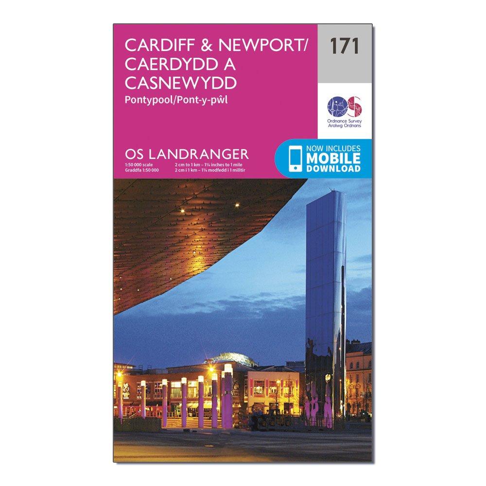 Ordnance Survey Landranger 171 CardiffandNewport  Pontypool Map With Digital Version - Pink/d  Pink/d