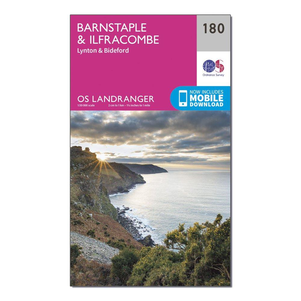 Ordnance Survey Landranger 180 BarnstapleandIlfracombe  LyntonandBideford Map With Digital Version - Pink/d  Pink/d