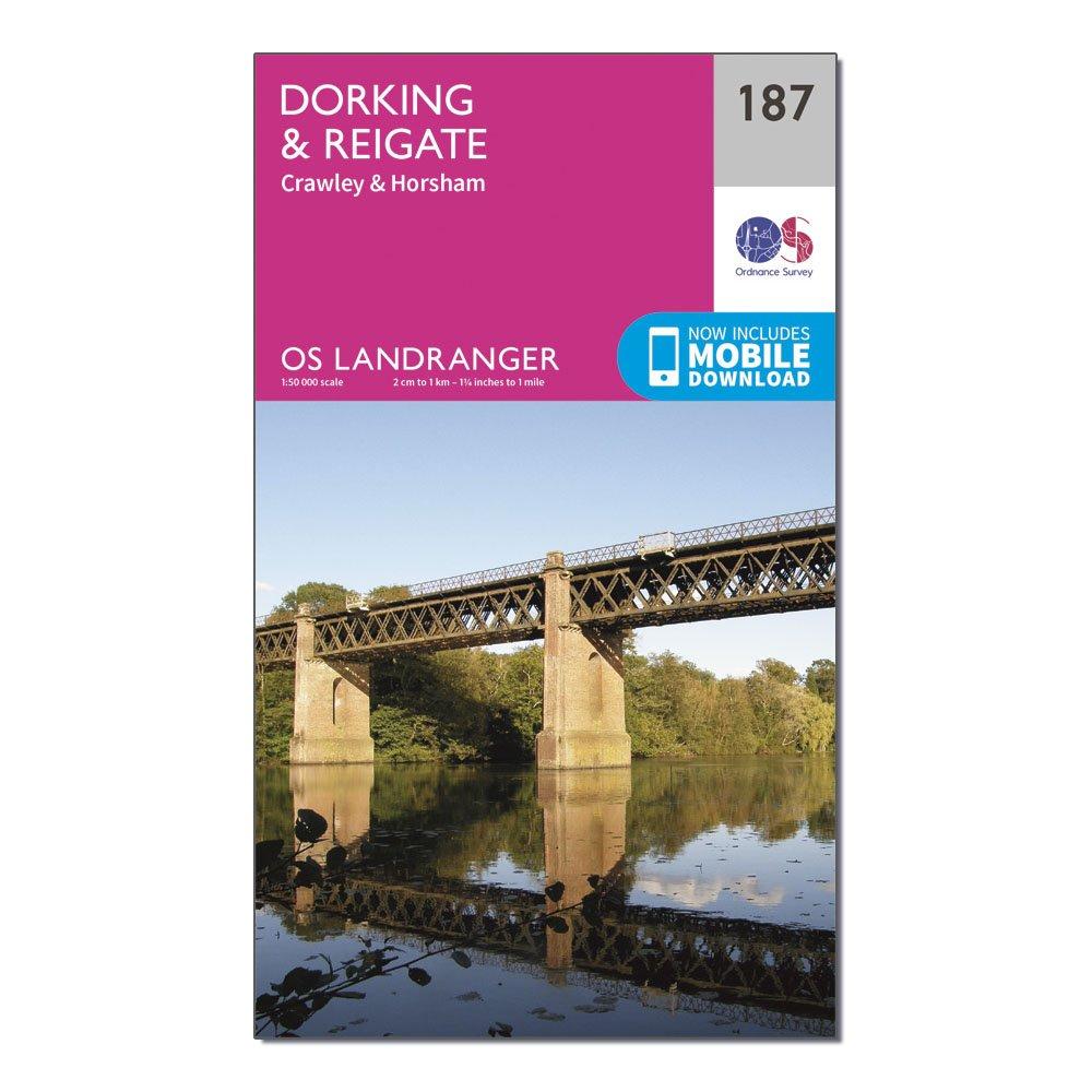 Ordnance Survey Landranger 187 Dorking  ReigateandCrawley Map With Digital Version - Pink/d  Pink/d
