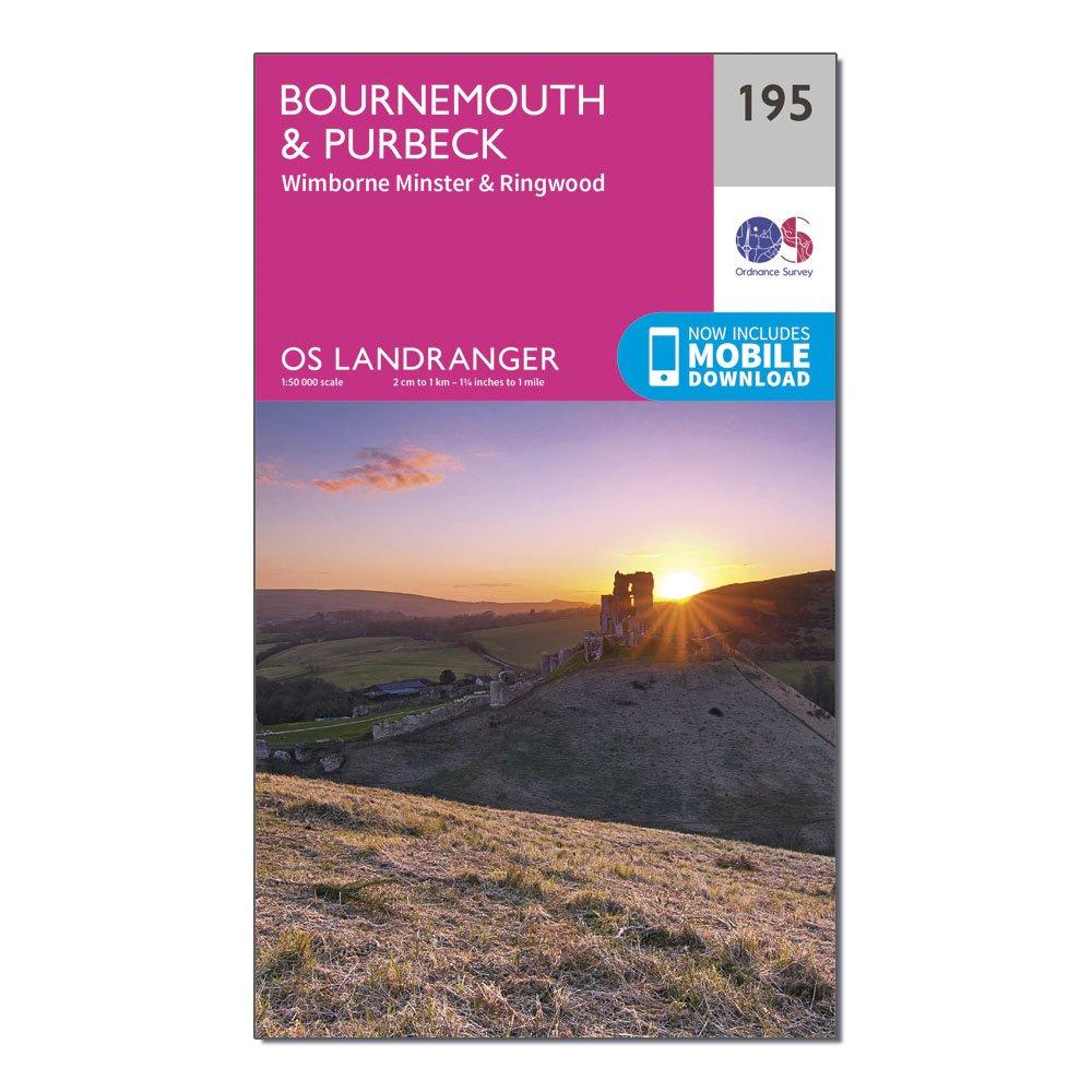 Ordnance Survey Landranger 195 BournemouthandPurbeck  Wimborne MinsterandRingwood Map With Digital Version - Pink/d  Pink/d