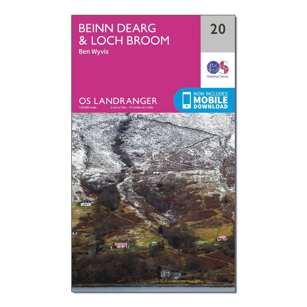Ordnance Survey Landranger 20 Beinn DeargandLoch Broom  Ben Wyvis Map With Digital Version - Pink/d  Pink/d