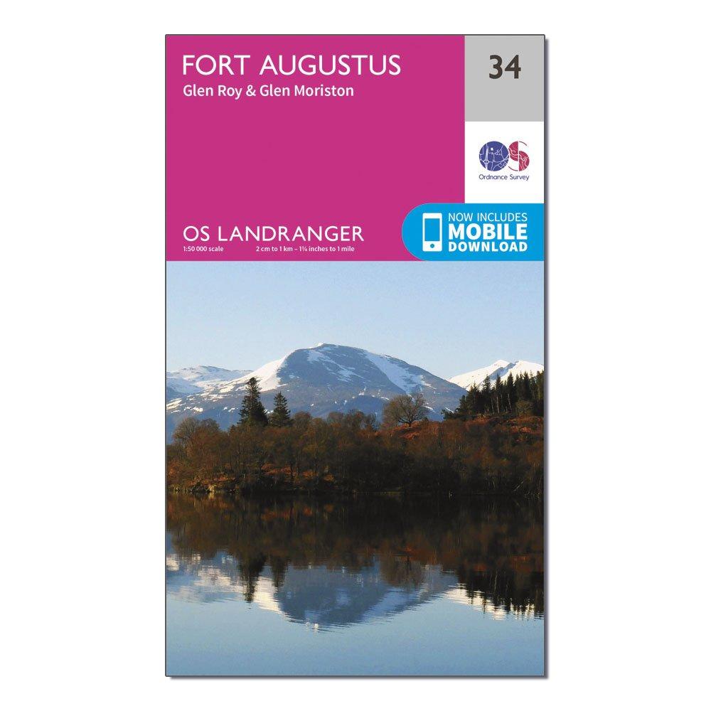 Ordnance Survey Landranger 34 Fort Augustus  Glen RoyandGlen Moriston Map With Digital Version - Pink/d  Pink/d