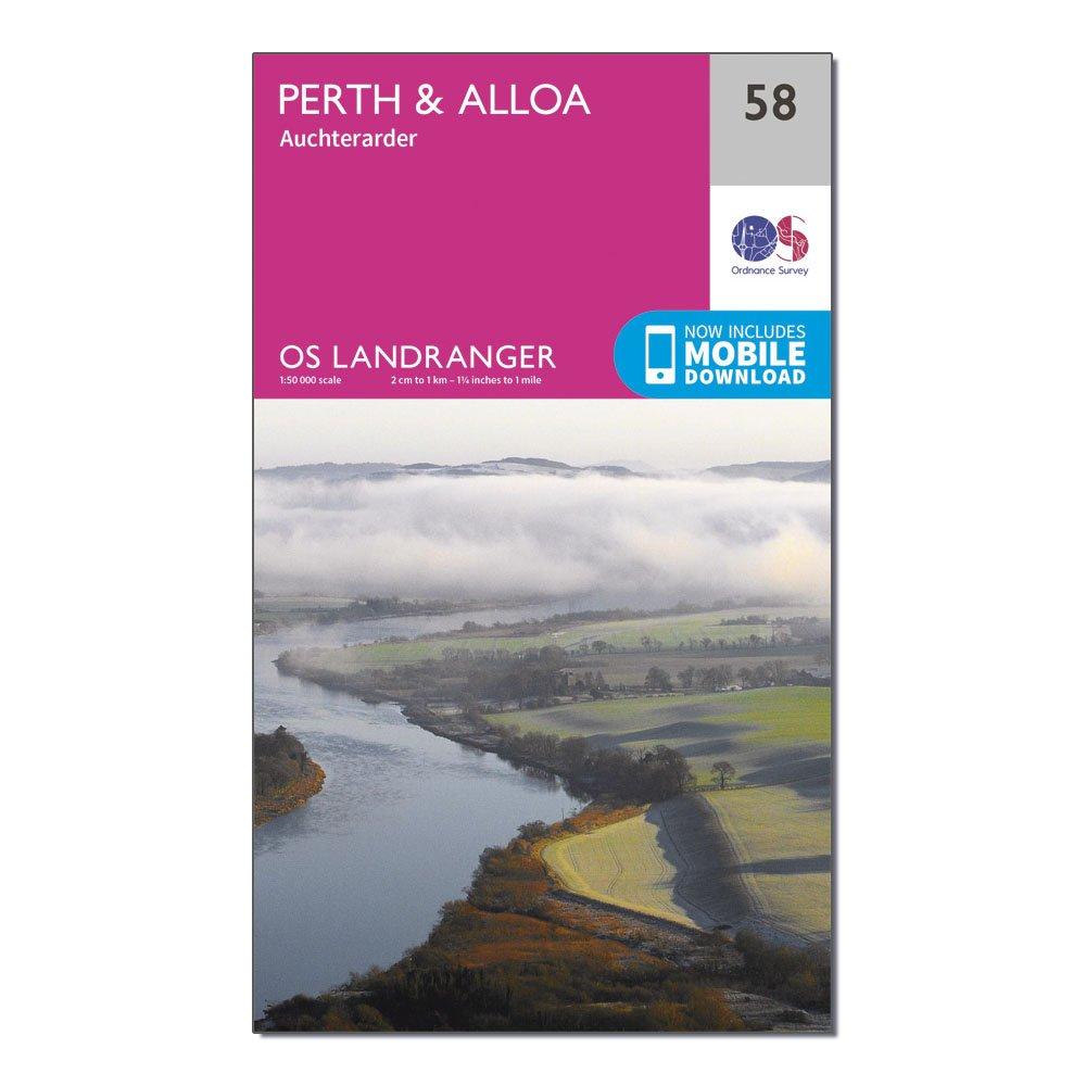 Ordnance Survey Landranger 58 PerthandAlloa  Auchterarder Map With Digital Version - Pink/d  Pink/d