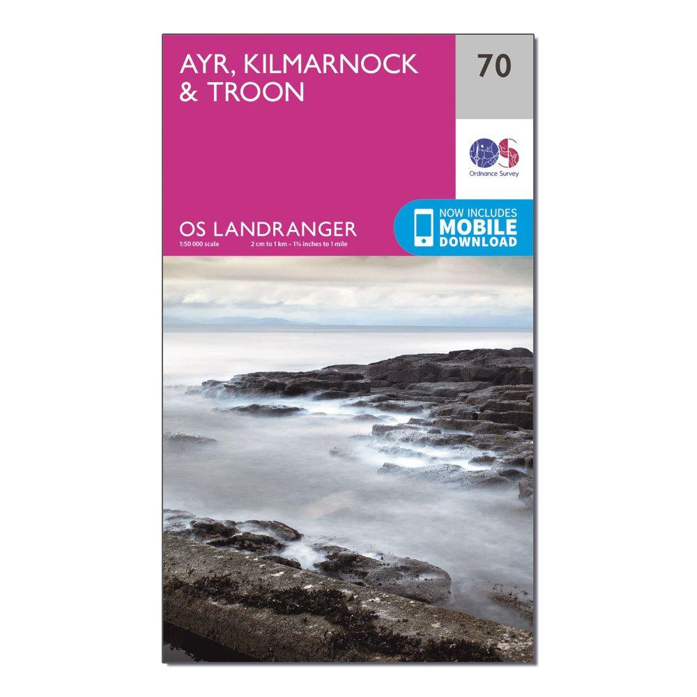 Ordnance Survey Landranger 70 Ayr  KilmarnockandTroon Map With Digital Version - Pink/d  Pink/d
