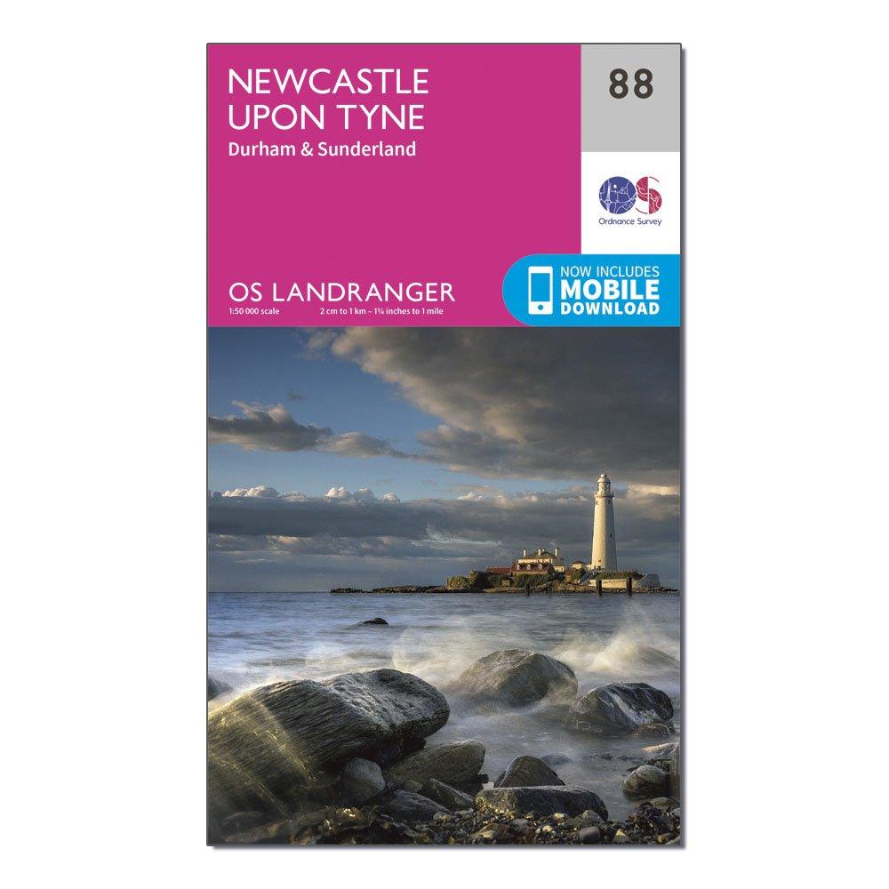 Ordnance Survey Landranger 88 Newcastle Upon Tyne  DurhamandSunderland Map With Digital Version - Pink/d  Pink/d