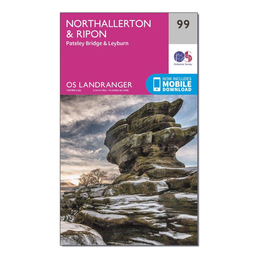 Ordnance Survey Landranger 99 NorthallertonandRipon  Pateley BridgeandLeyburn Map With Digital Version - Pink/d  Pink/d
