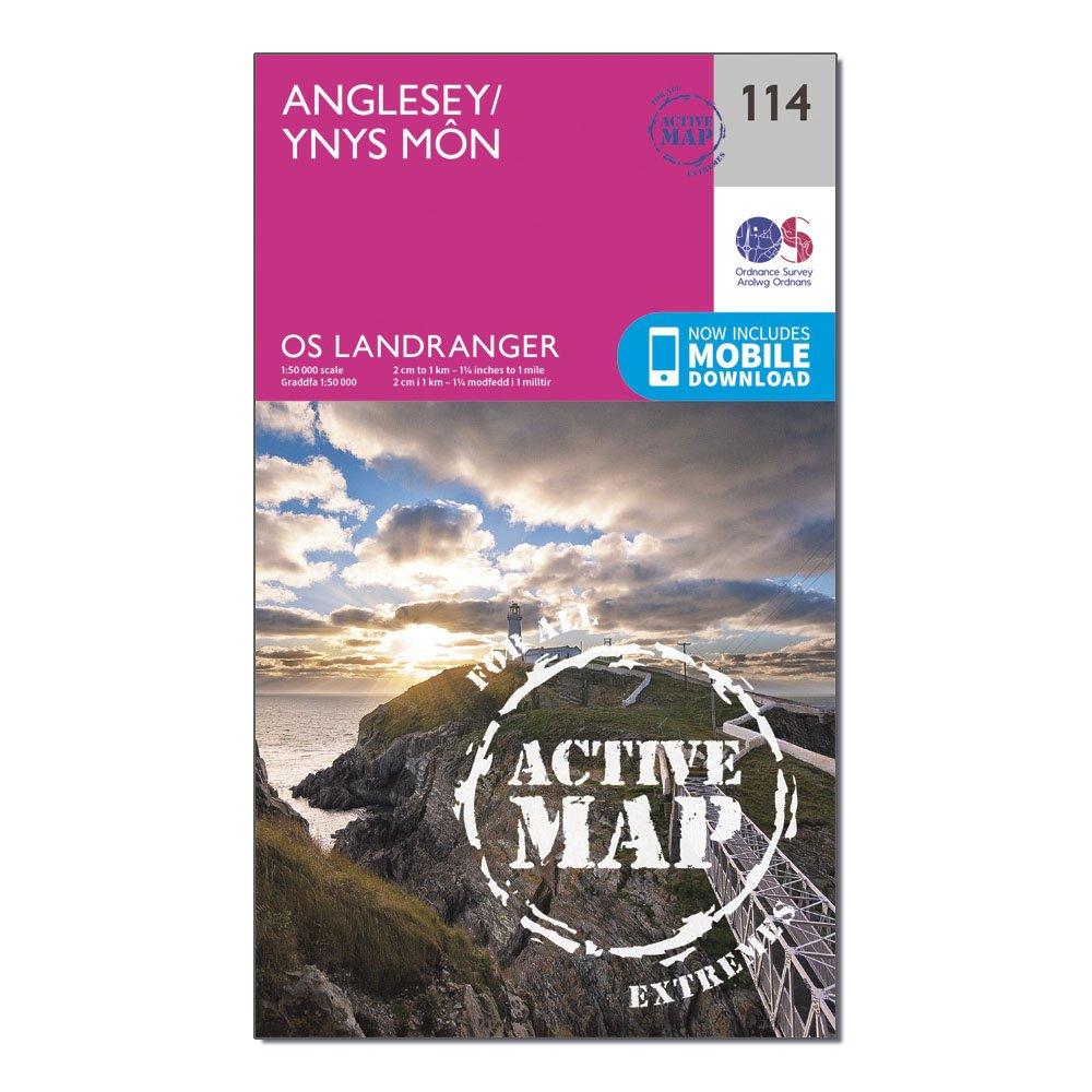 Ordnance Survey Landranger Active 114 Anglesey Map With Digital Version - Pink/d  Pink/d