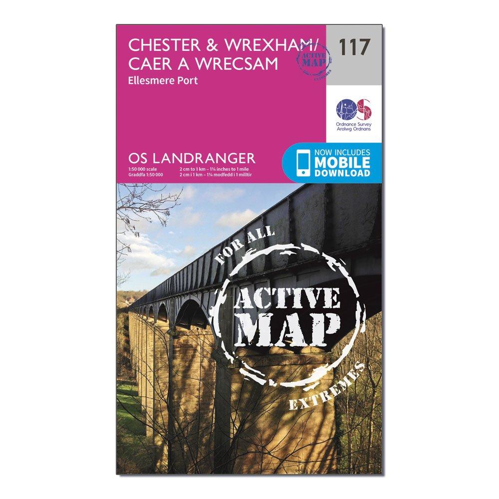 Ordnance Survey Landranger Active 117 ChesterandWrexham  Ellesmere Port Map With Digital Version - Pink/d  Pink/d