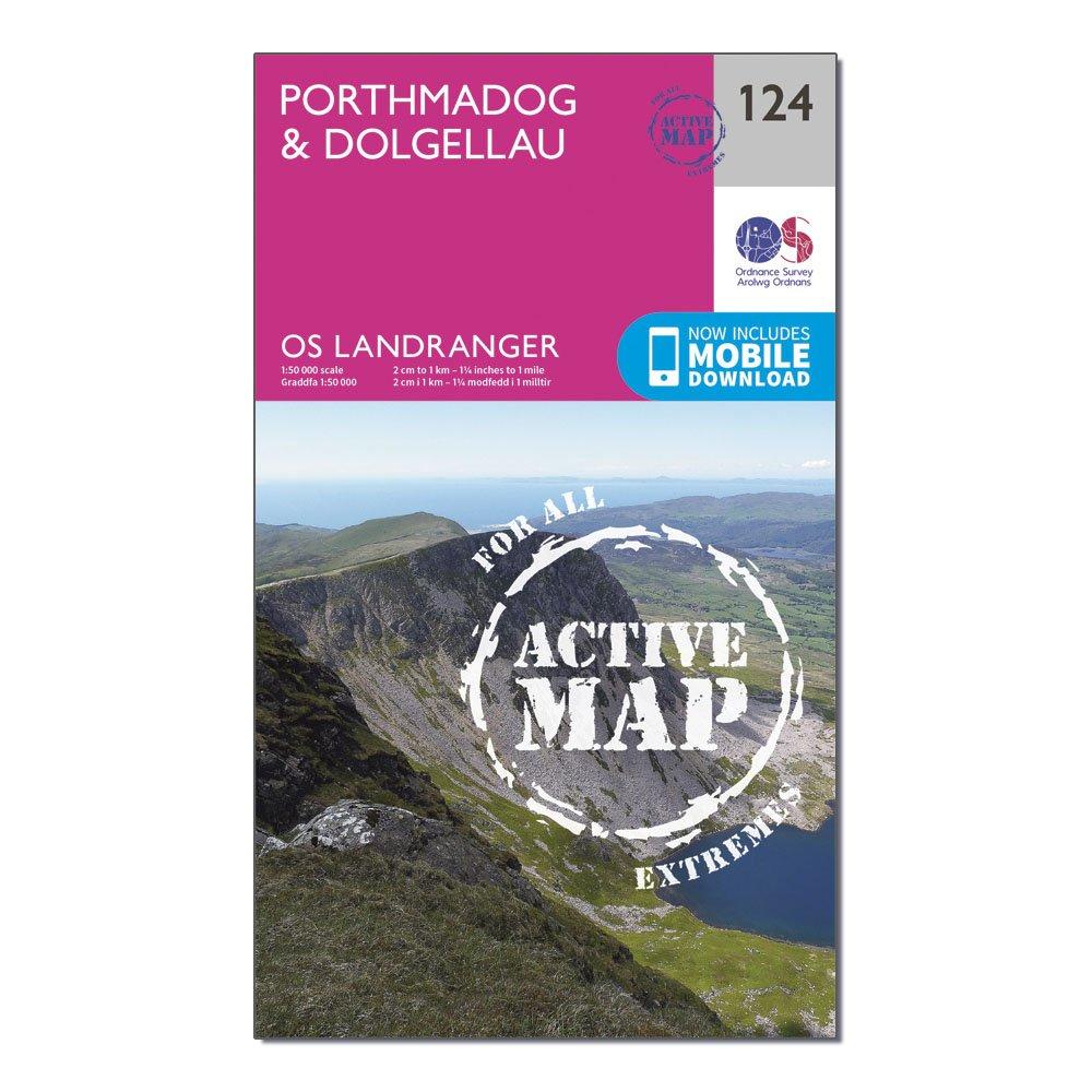 Ordnance Survey Landranger Active 124 PorthmadogandDolgellau Map With Digital Version - Pink/d  Pink/d