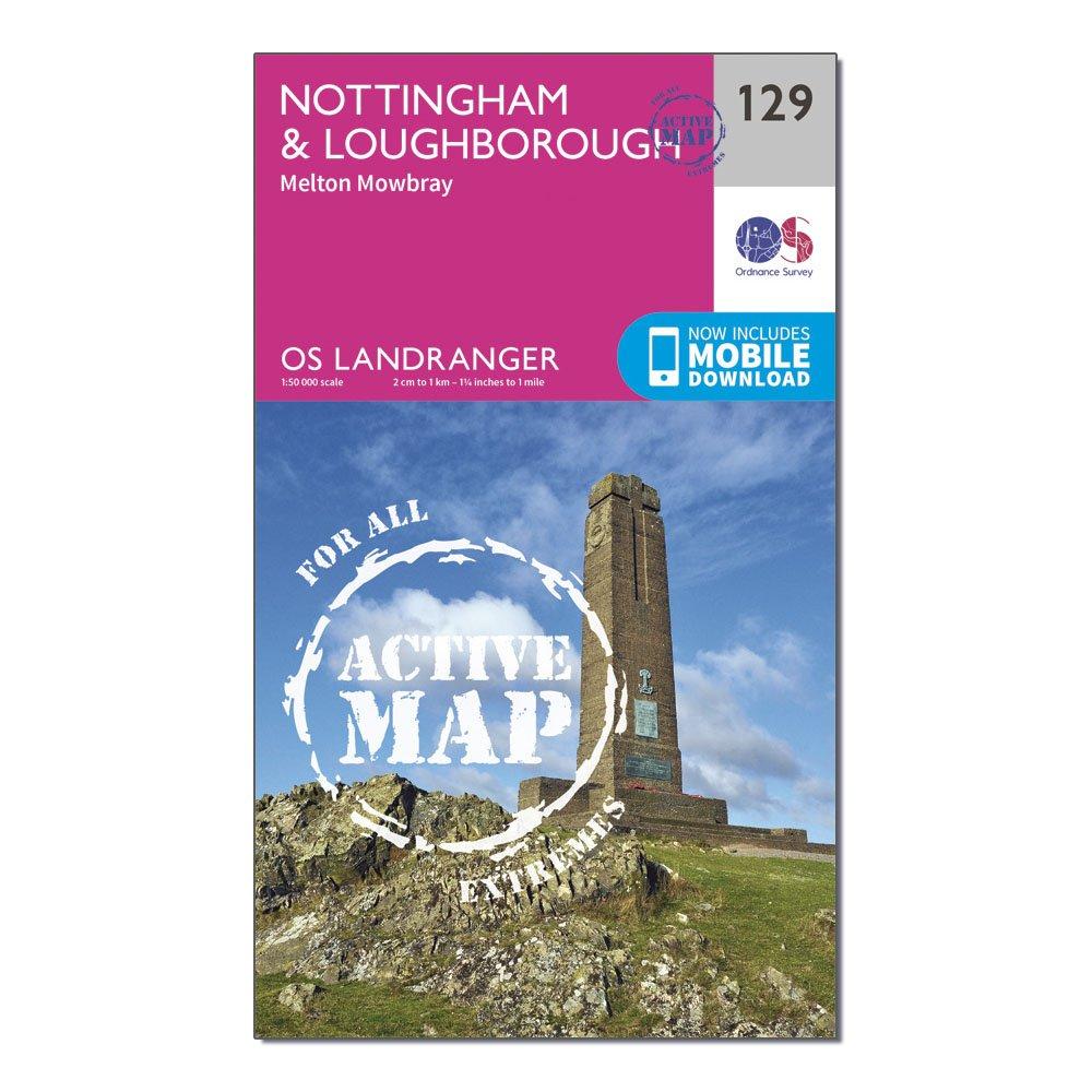Ordnance Survey Landranger Active 129 NottinghamandLoughborough  Melton Mowbray Map With Digital Version - D/d  D/d
