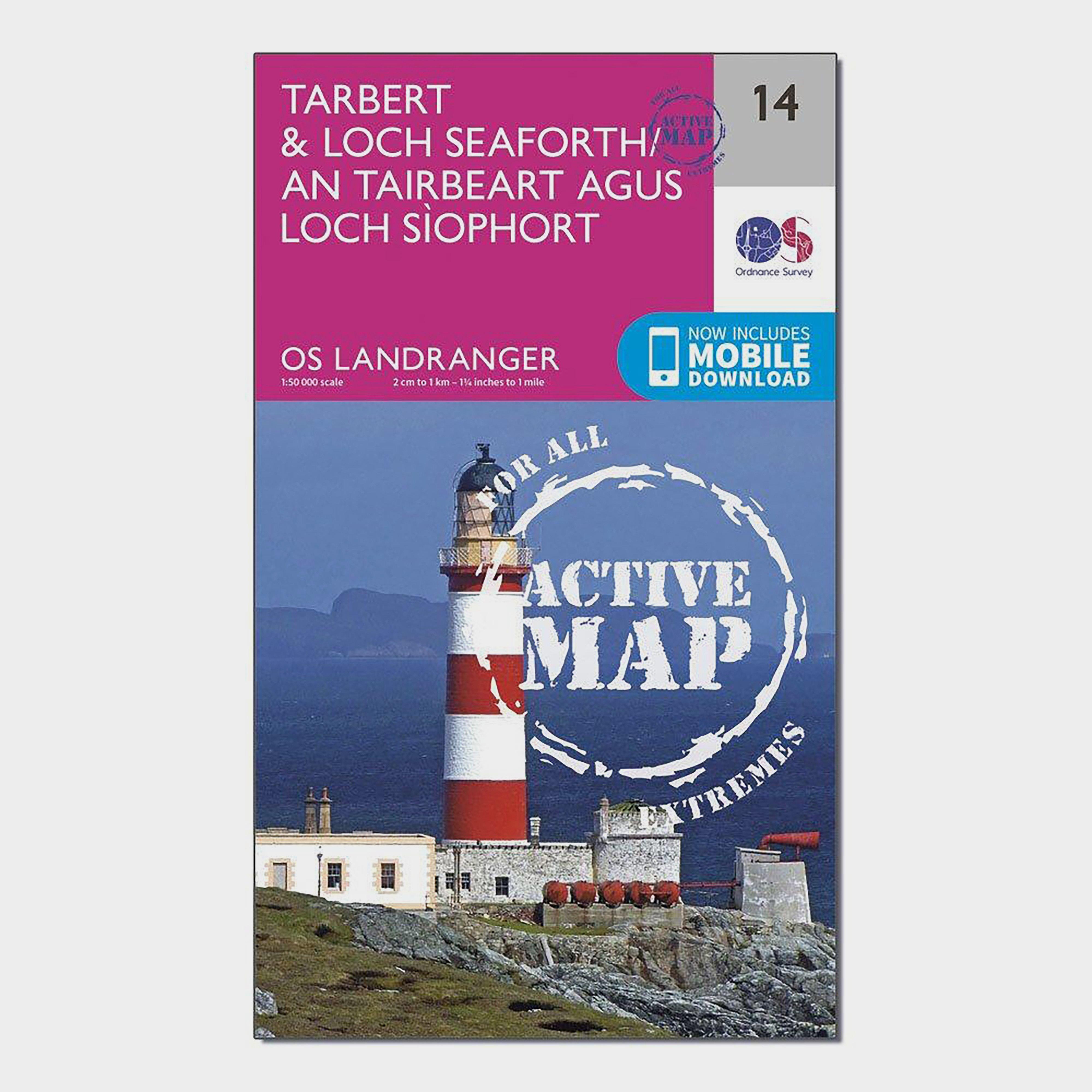 Ordnance Survey Landranger Active 14 TarbertandLoch Seaforth Map With Digital Version - Pink/d  Pink/d