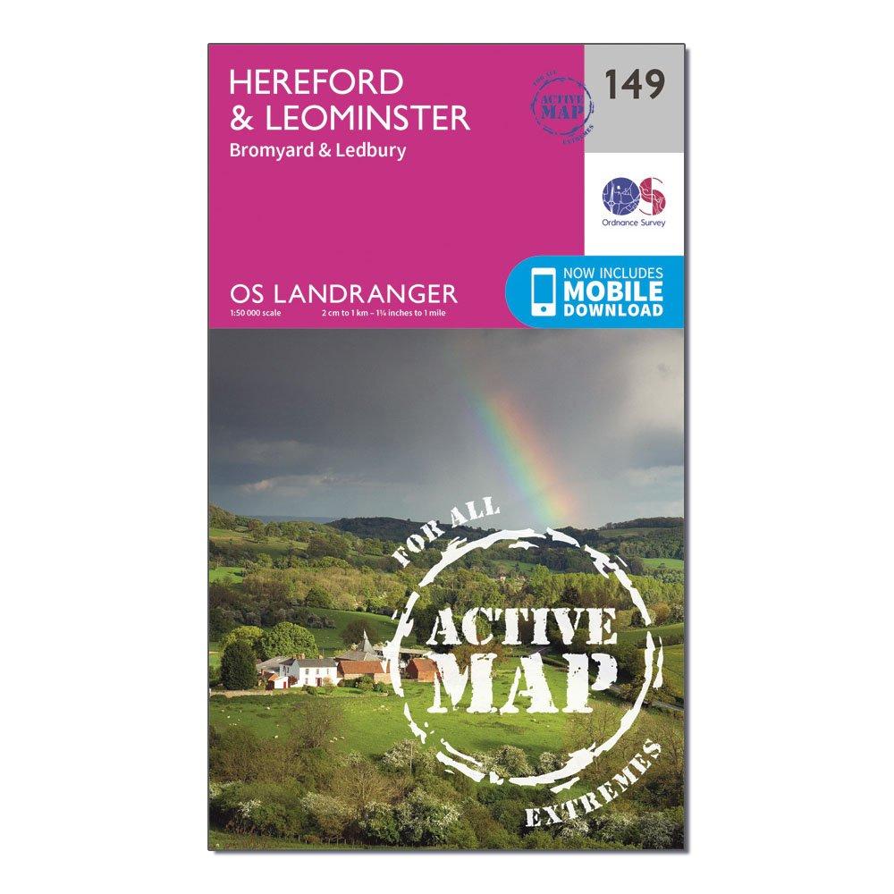 Ordnance Survey Landranger Active 149 HerefordandLeominster  BromyardandLedbury Map With Digital Version - Pink/d  Pink/d