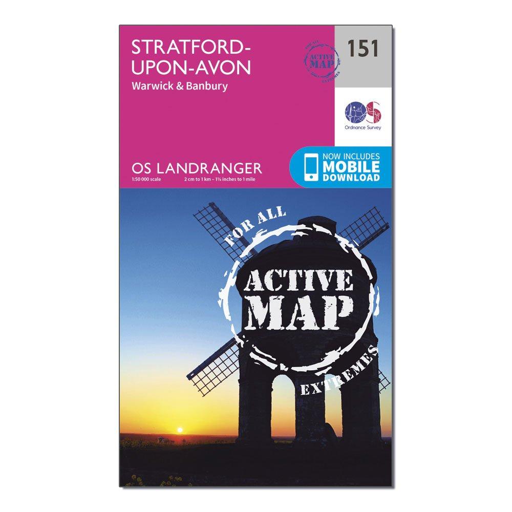 Ordnance Survey Landranger Active 151 Stratford-upon-avon  WarwickandBanbury Map With Digital Version - Pink/d  Pink/d