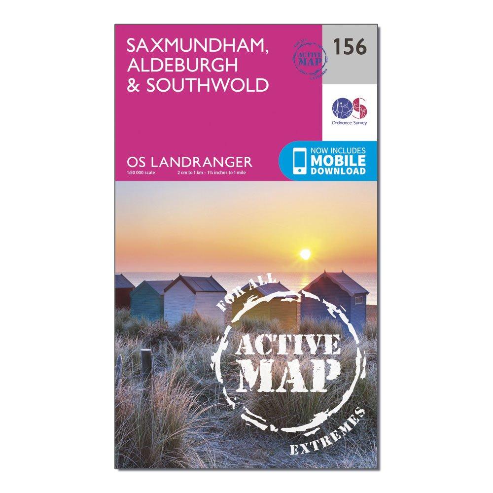 Ordnance Survey Landranger Active 156 Saxmundham  AldeburghandSouthwold Map With Digital Version - Pink/d  Pink/d