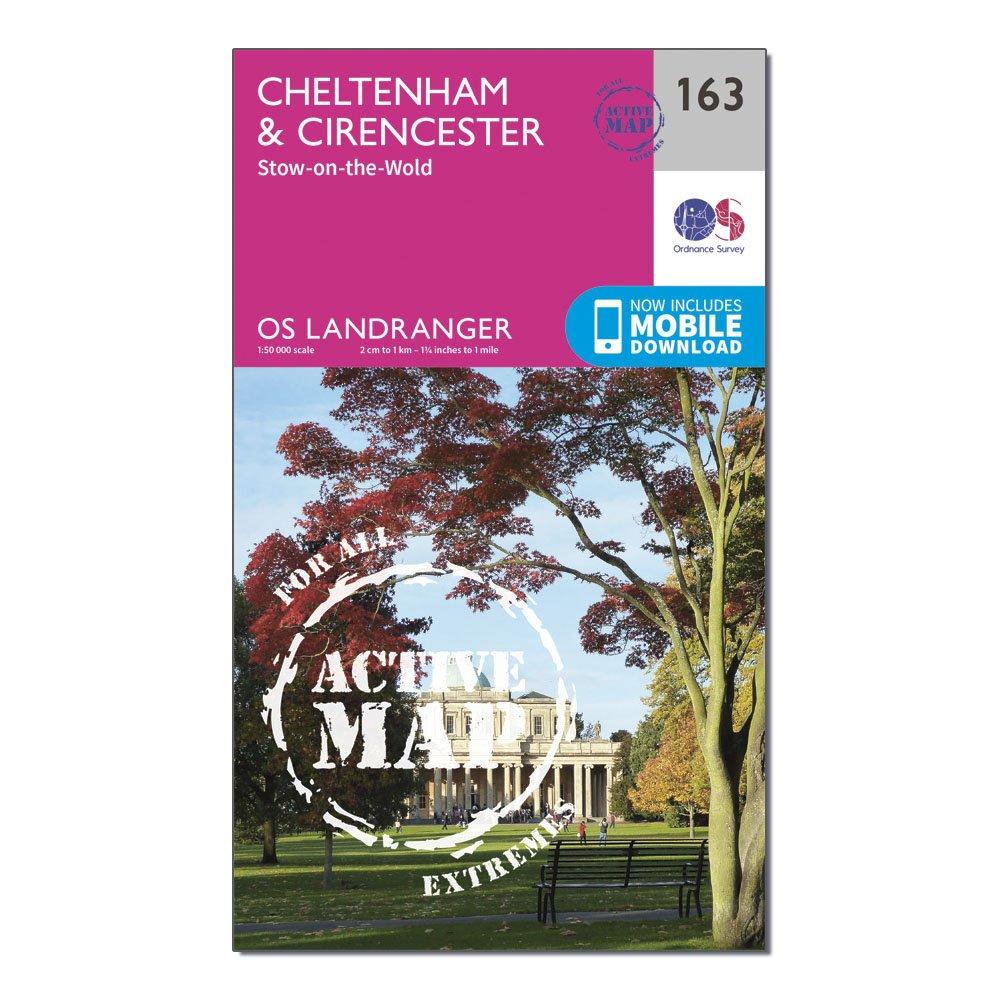 Ordnance Survey Landranger Active 163 CheltenhamandCirencester  Stow-on-the-wold Map With Digital Version - Pink/d  Pink/d