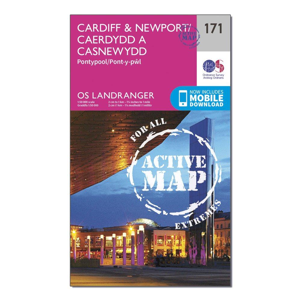 Ordnance Survey Landranger Active 171 CardiffandNewport  Pontypool Map With Digital Version - Pink/d  Pink/d