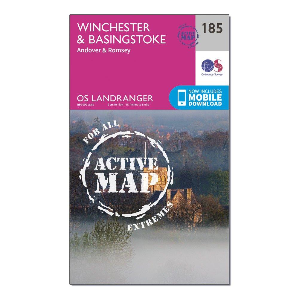 Ordnance Survey Landranger Active 185 WinchesterandBasingstoke  AndoverandRomsey Map With Digital Version - Pink/d  Pink/d