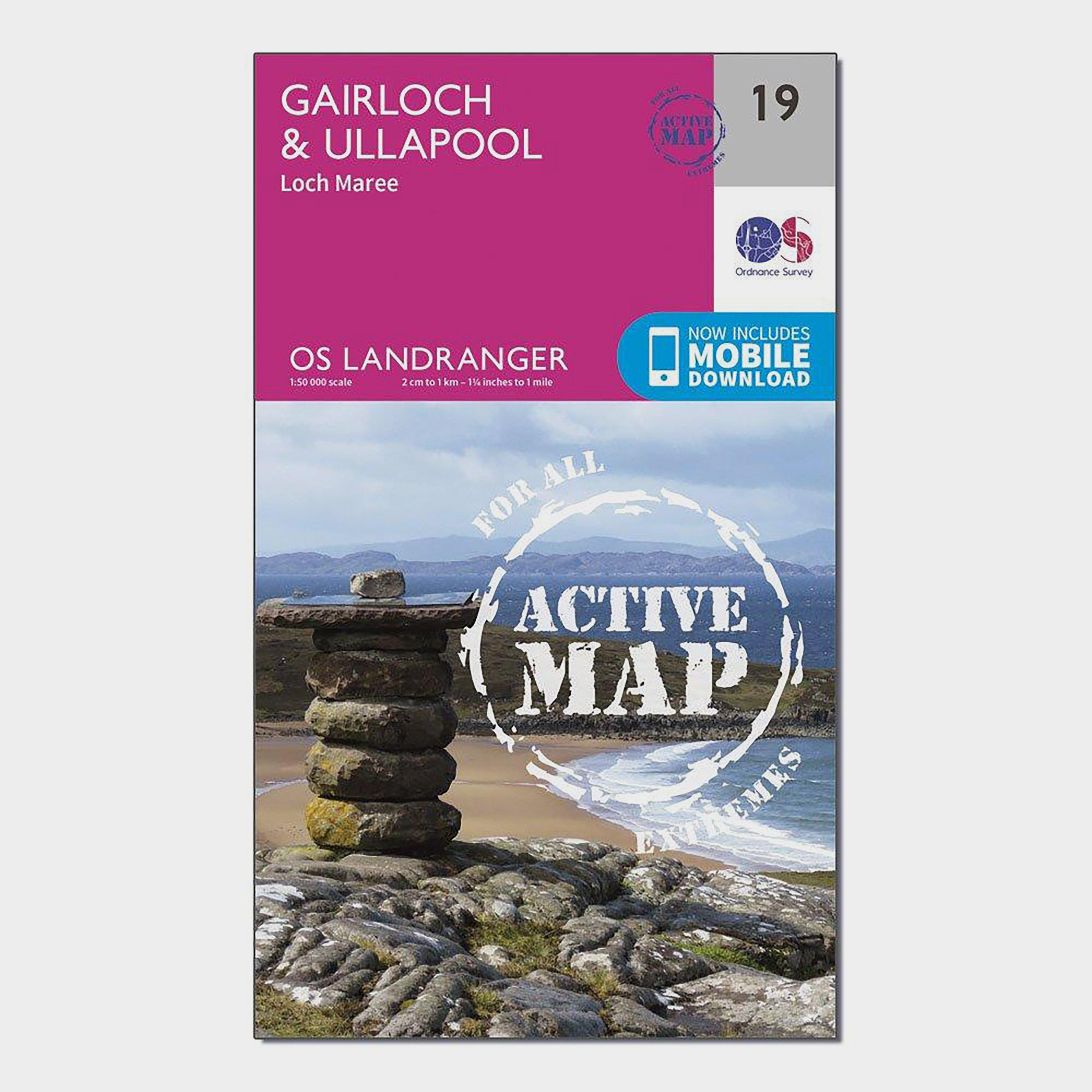 Ordnance Survey Landranger Active 19 GairlochandUllapool  Loch Maree Map With Digital Version - Pink/d  Pink/d