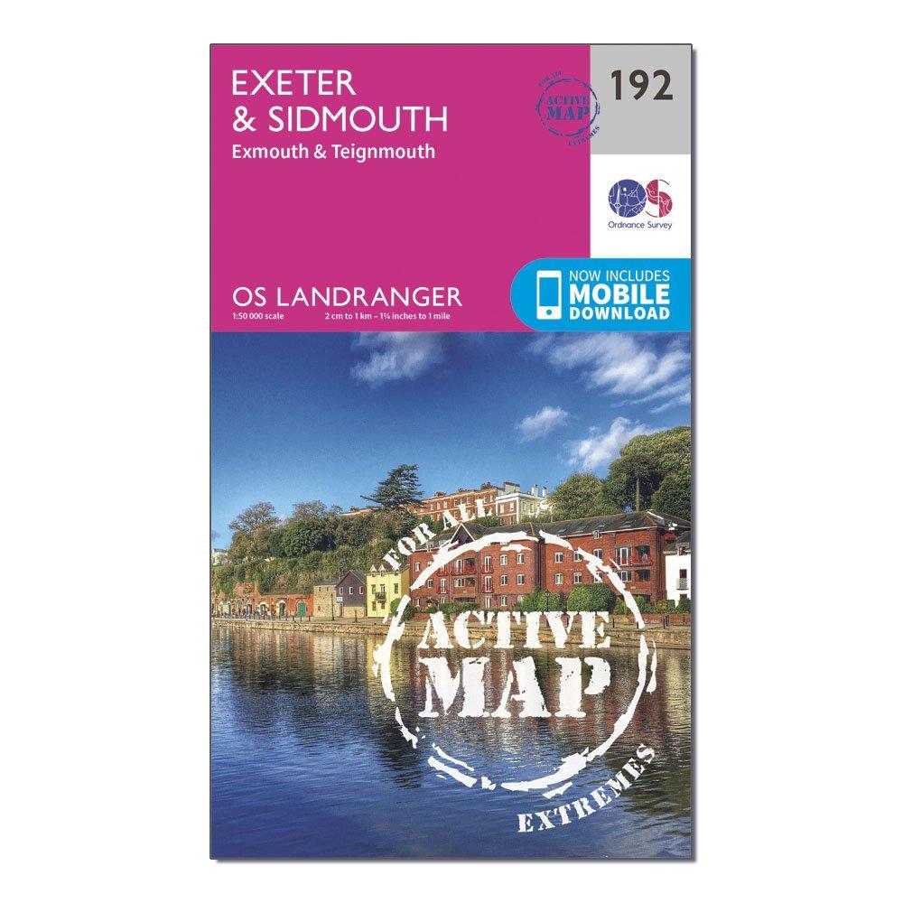 Ordnance Survey Landranger Active 192 ExeterandSidmouth  ExmouthandTeignmouth Map With Digital Version - Pink/d  Pink/d