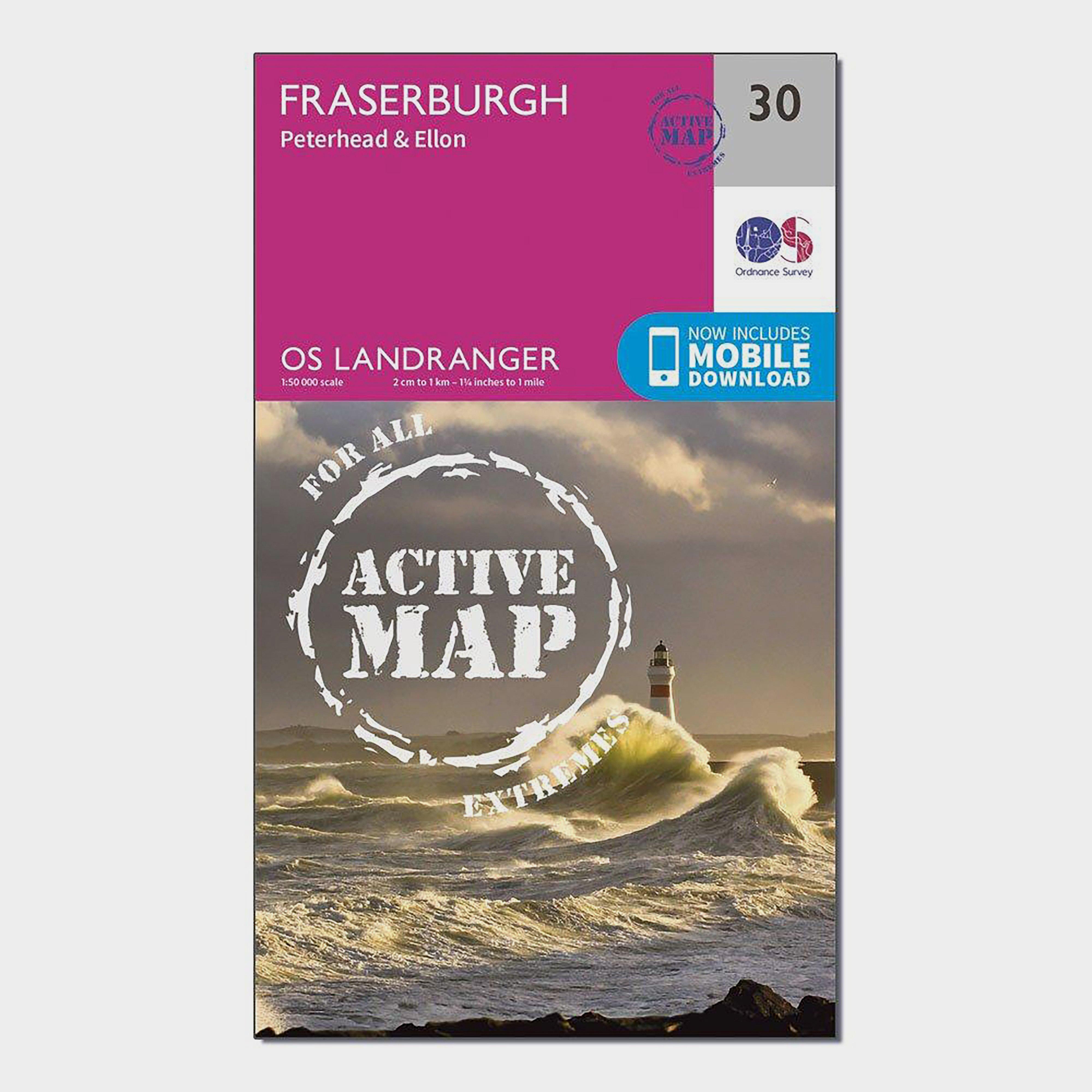 Ordnance Survey Landranger Active 30 Fraserburgh  PeterheadandEllon Map With Digital Version - Pink/d  Pink/d