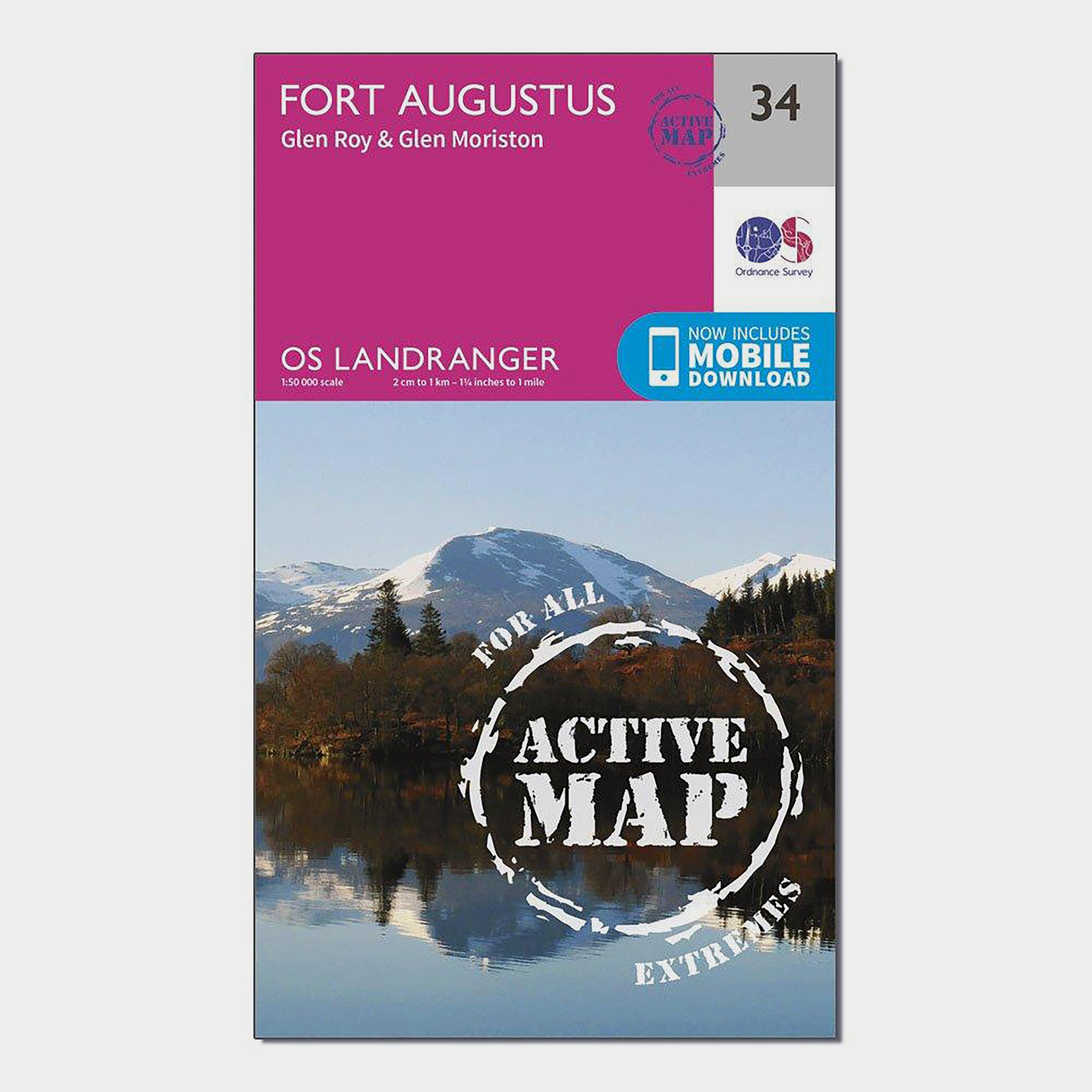 Ordnance Survey Landranger Active 34 Fort Augustus  Glen RoyandGlen Moriston Map With Digital Version - Pink/d  Pink/d