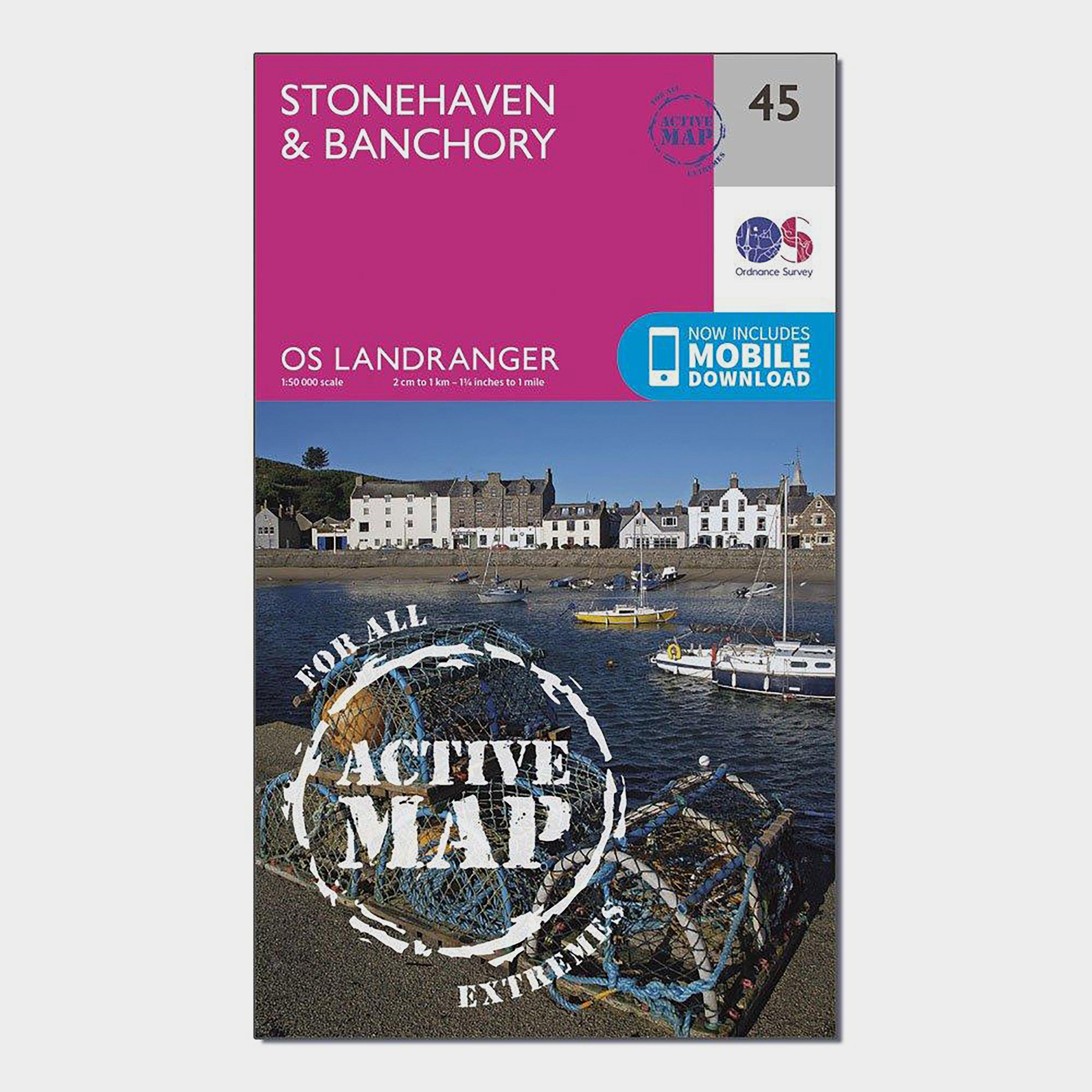 Ordnance Survey Landranger Active 45 StonehavenandBanchory Map With Digital Version - Pink/d  Pink/d