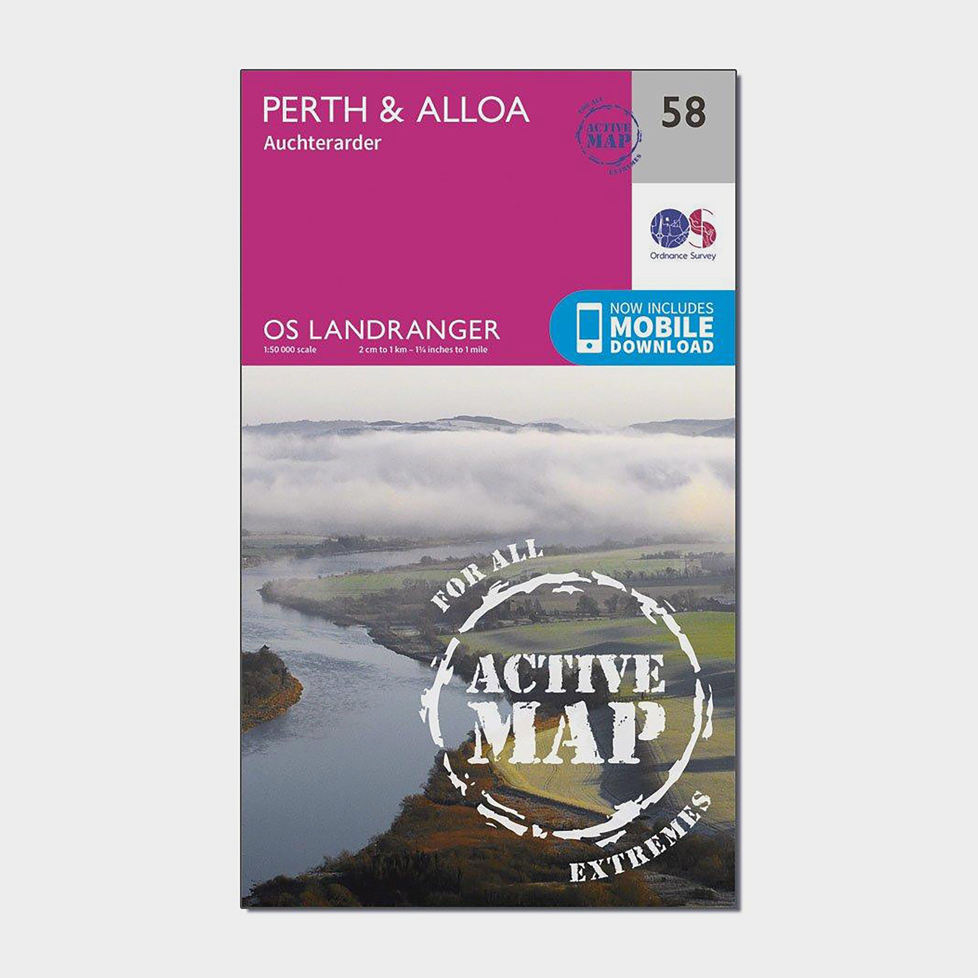 Ordnance Survey Landranger Active 58 PerthandAlloa  Auchterarder Map With Digital Version - Pink/d  Pink/d