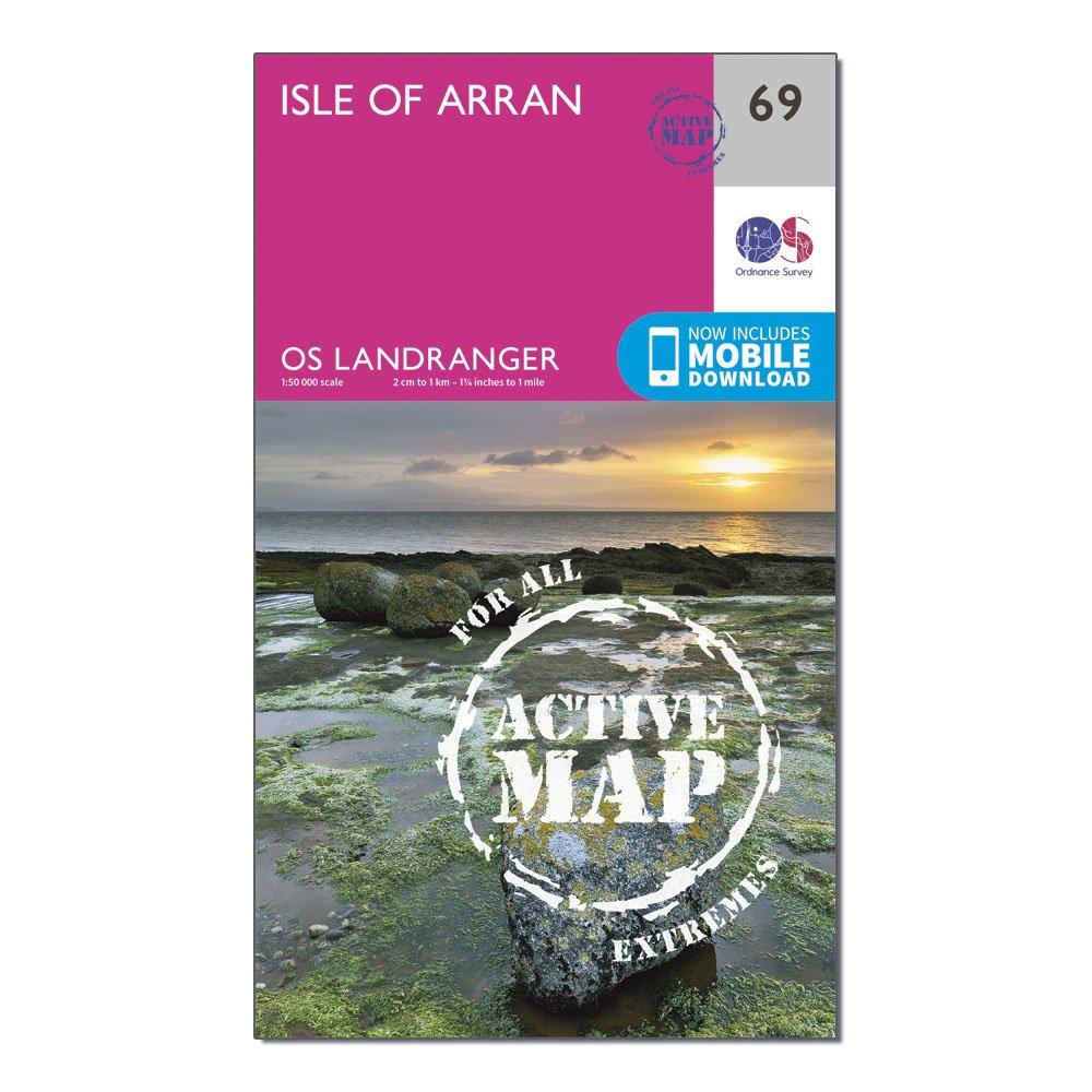 Ordnance Survey Landranger Active 69 Isle Of Arran Map With Digital Version - Pink/d  Pink/d