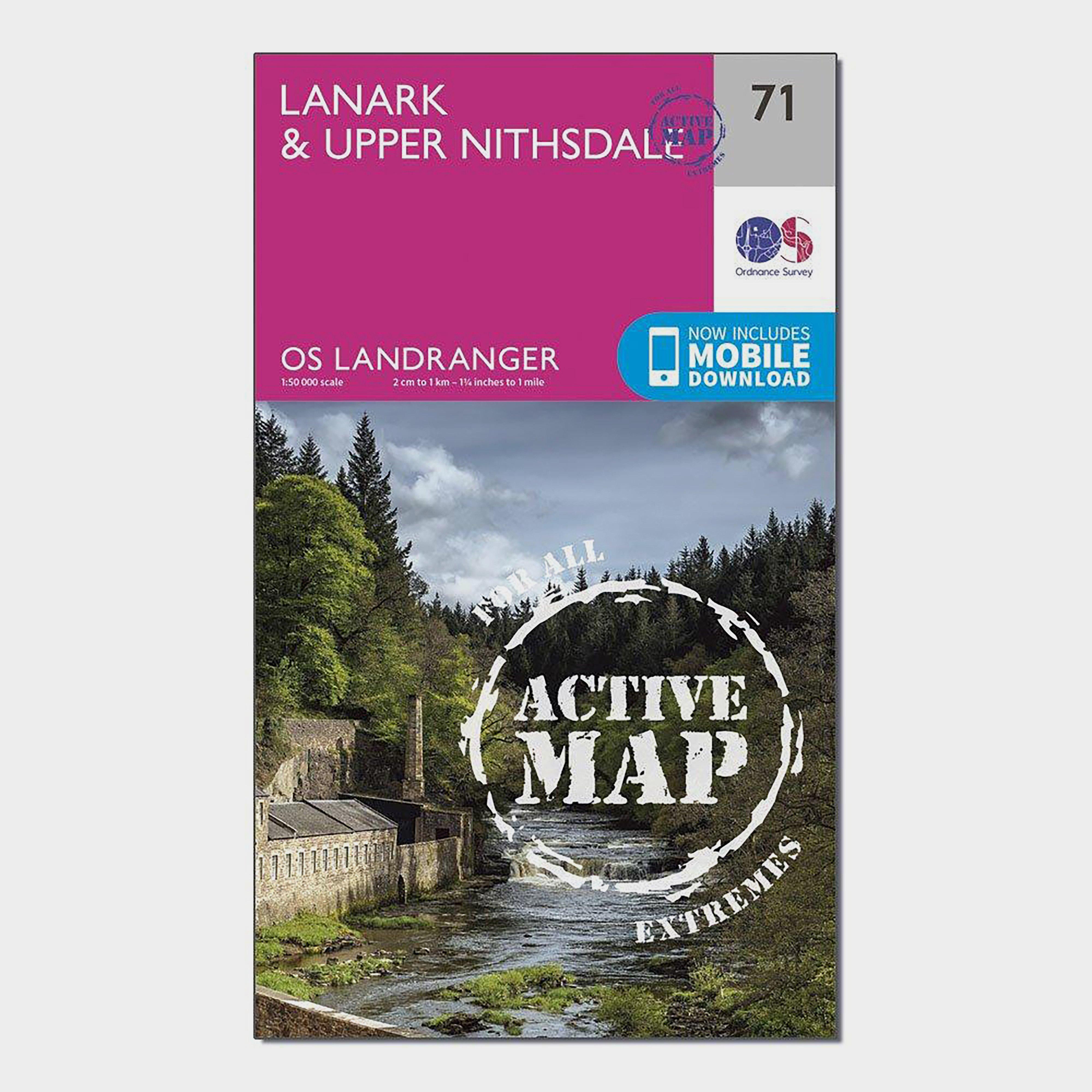 Ordnance Survey Landranger Active 71 LanarkandUpper Nithsdale Map With Digital Version - Pink/d  Pink/d