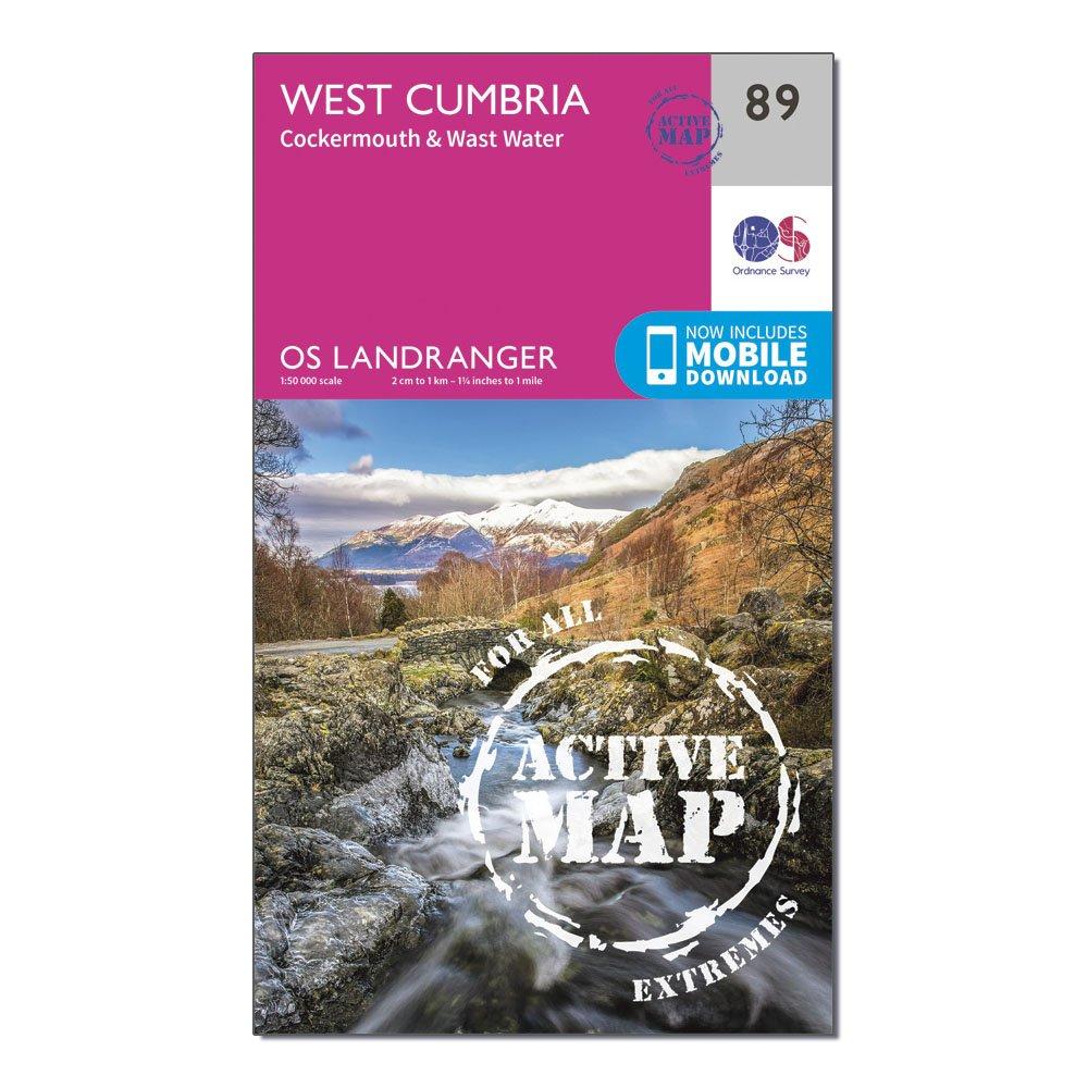 Ordnance Survey Landranger Active 89 West Cumbria  CockermouthandWast Water Map With Digital Version - Pink/d  Pink/d
