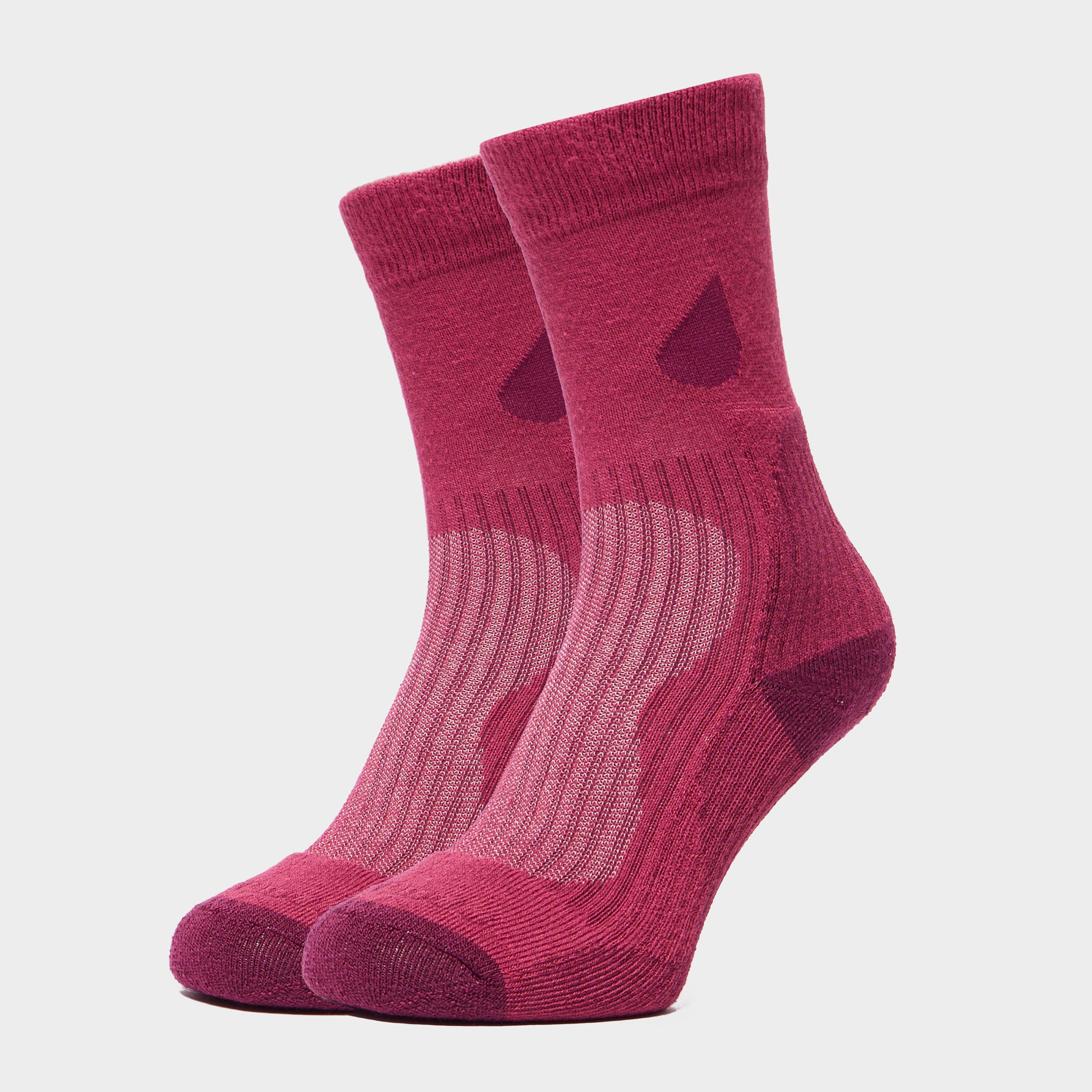 Peter Storm Womens Lightweight Outdoor Socks - 2 Pair Pack - Pink/pup  Pink/pup