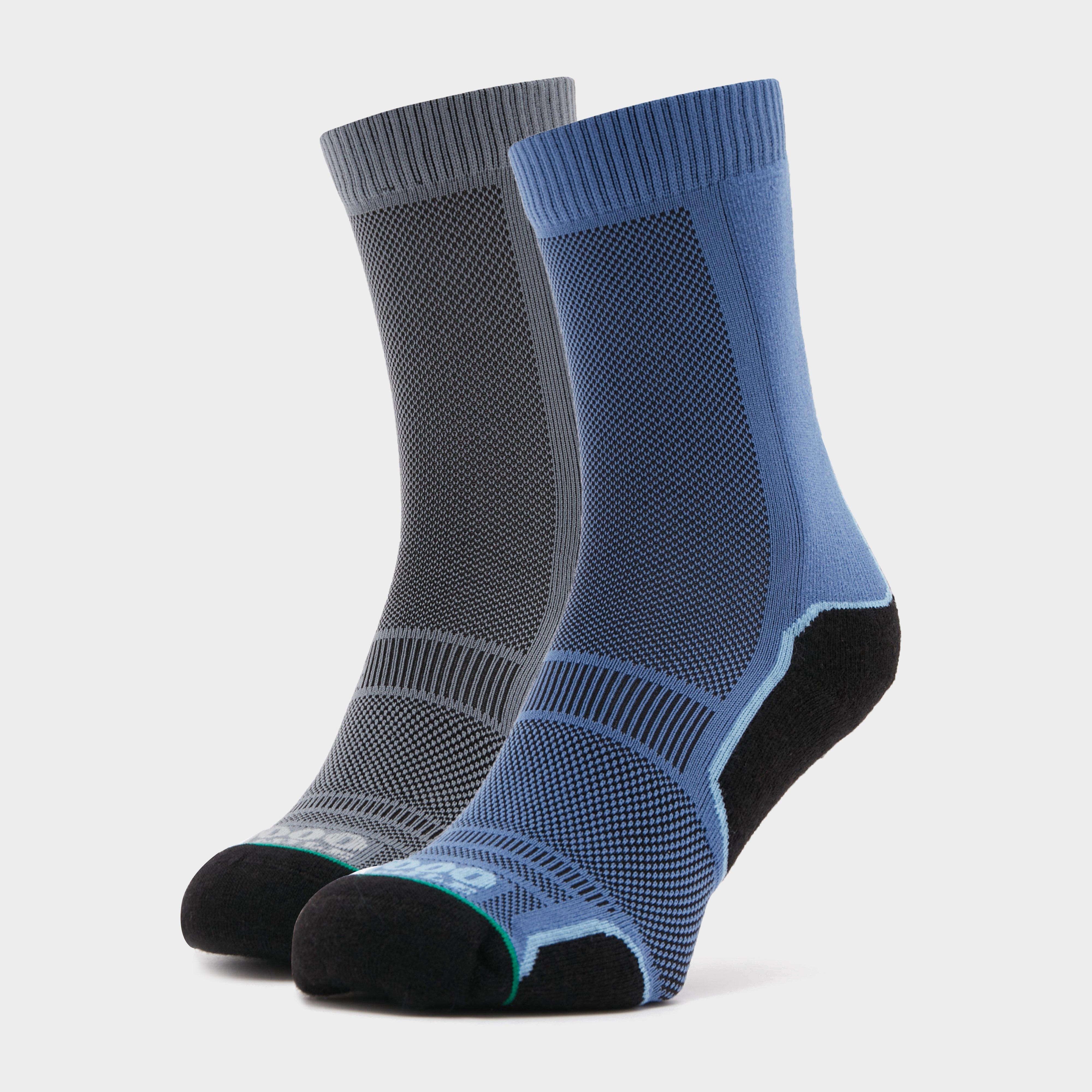 1000 Mile Mens Trek Socks 2 Pack - Grey/blue  Grey/blue