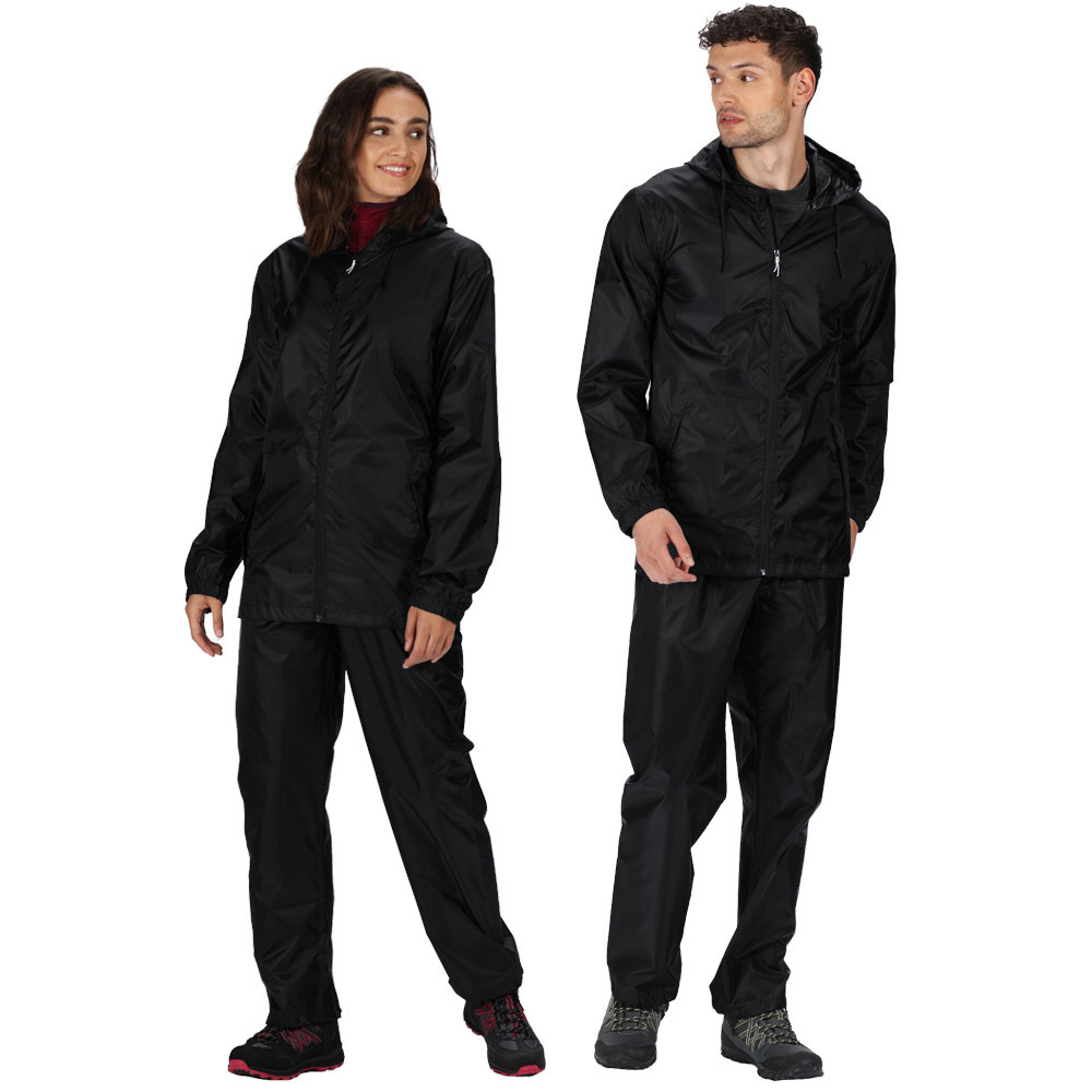 Regatta Unisex Packaway Waterproof Jacket And Trouser Set-black-l