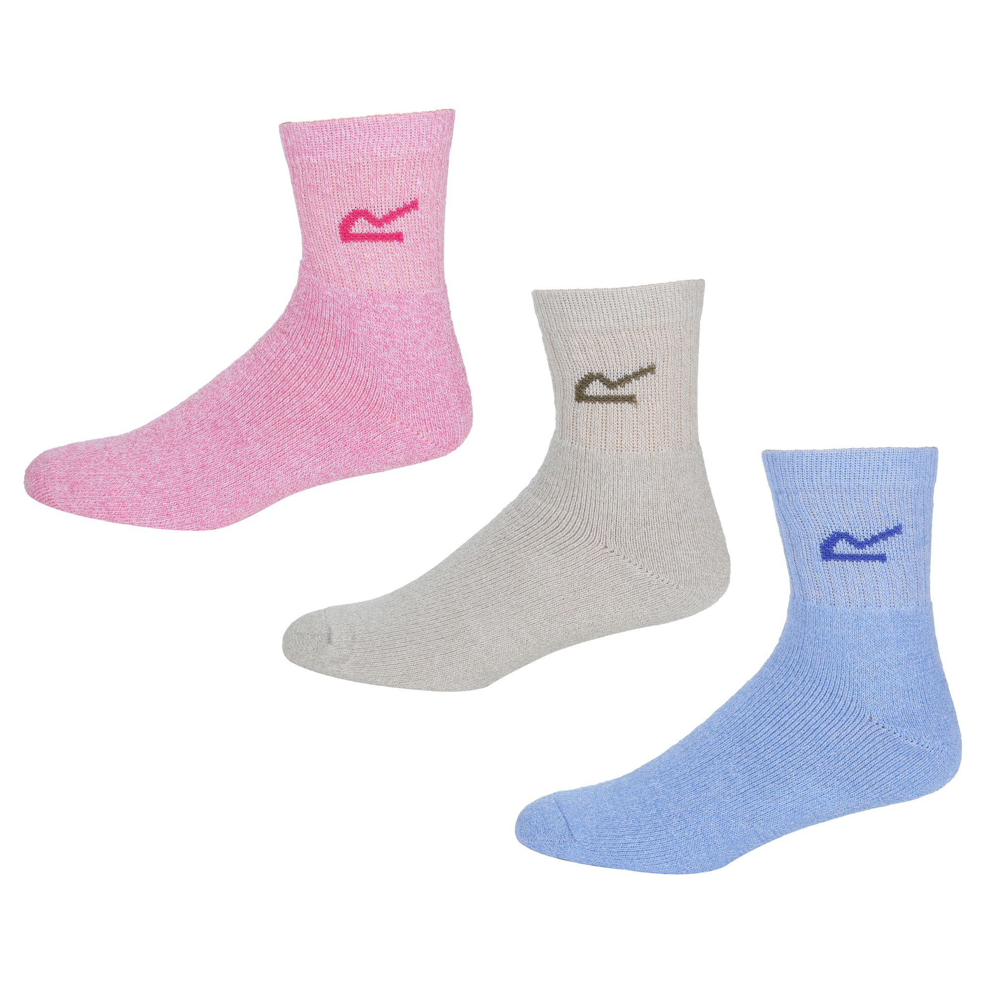 Regatta Womens Socks (3 Pack)-bright Blush Marl-3 - 8