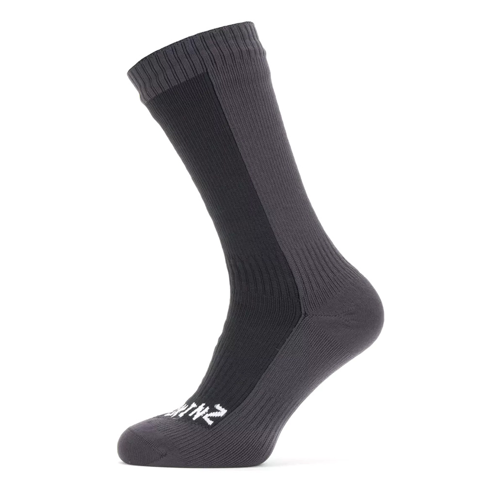 Sealskinz Cold Weather Mid Length Waterproof Sock-black / Grey-12 - 14