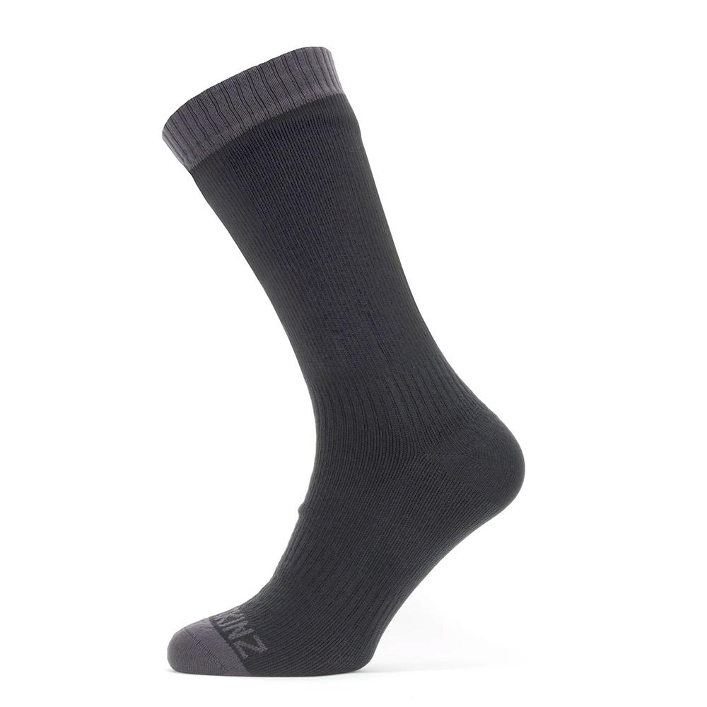 Sealskinz Warm Weather Mid Length Waterproof Sock-black / Grey-12 - 14